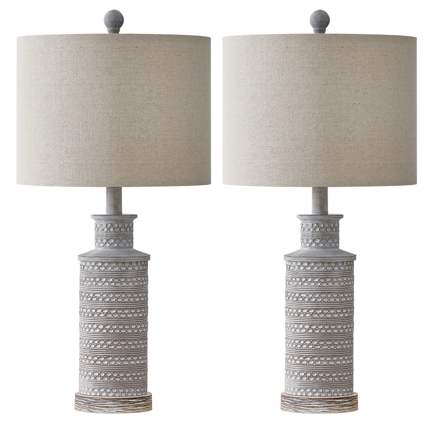Bobomomo 24.5'' Farmhouse Rustic Retro 24.5'' Table Lamp Set Of 2 For Bedroom Living Room Traditional Nightstand End Table Lamps