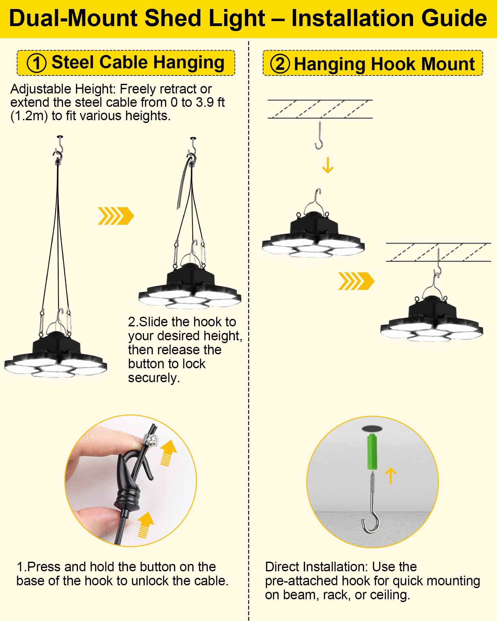 T-SUN LED Work Light for DeWalt 20V Battery, 2 Lighting Modes, Waterproof, Set of 1, Cool White, Model TS-F0450-60-K-DW-