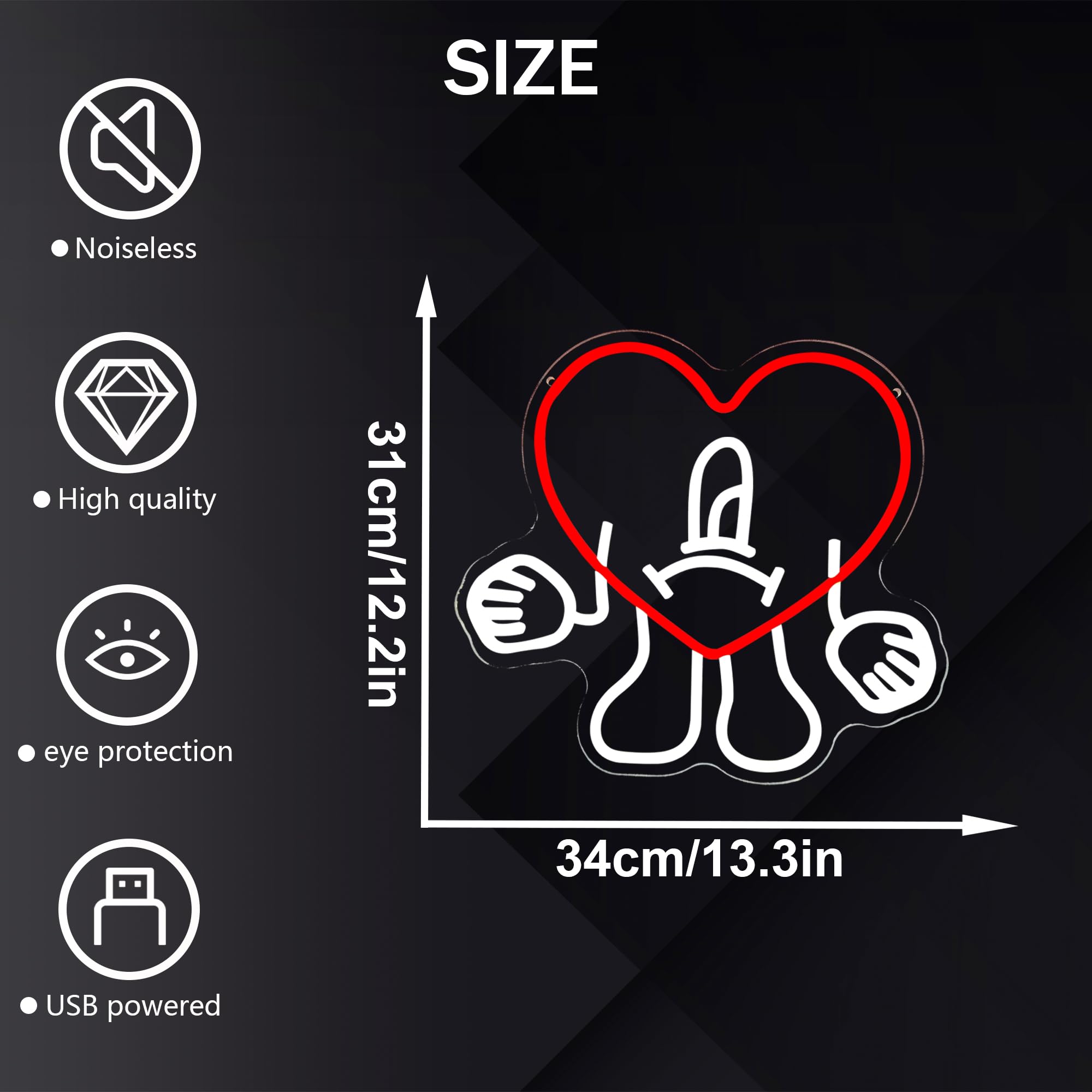 Bad Hip-Hop Bunny Neon Sign, Heart Shape Bunny Music Singer Merch Neon Light Signs for Wall Decor Kids Fans Valentinas Christmas