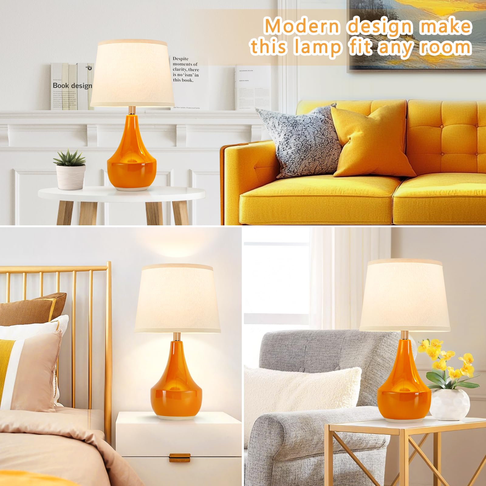 Gyrovu Table Lamp Set Of 2, Ceramic Table Lamp Classic Beside Lamps Nightstand Lamp Modern Table Lamp For Living Room, Bedroom &