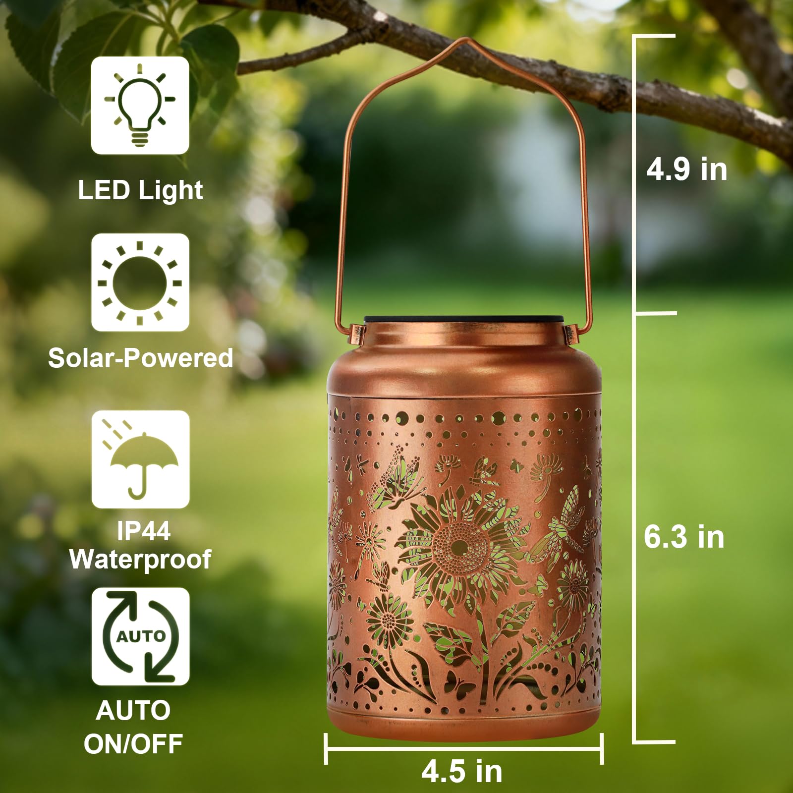 Birthday Gifts For Women Mom Grandma  Sunflower Gardening Gifts For Women  Solar Lantern Outdoor Waterproof Garden Decor Hanging Solar Lights Yard Decorations Outdoor  Backyard  Patio  Porch
