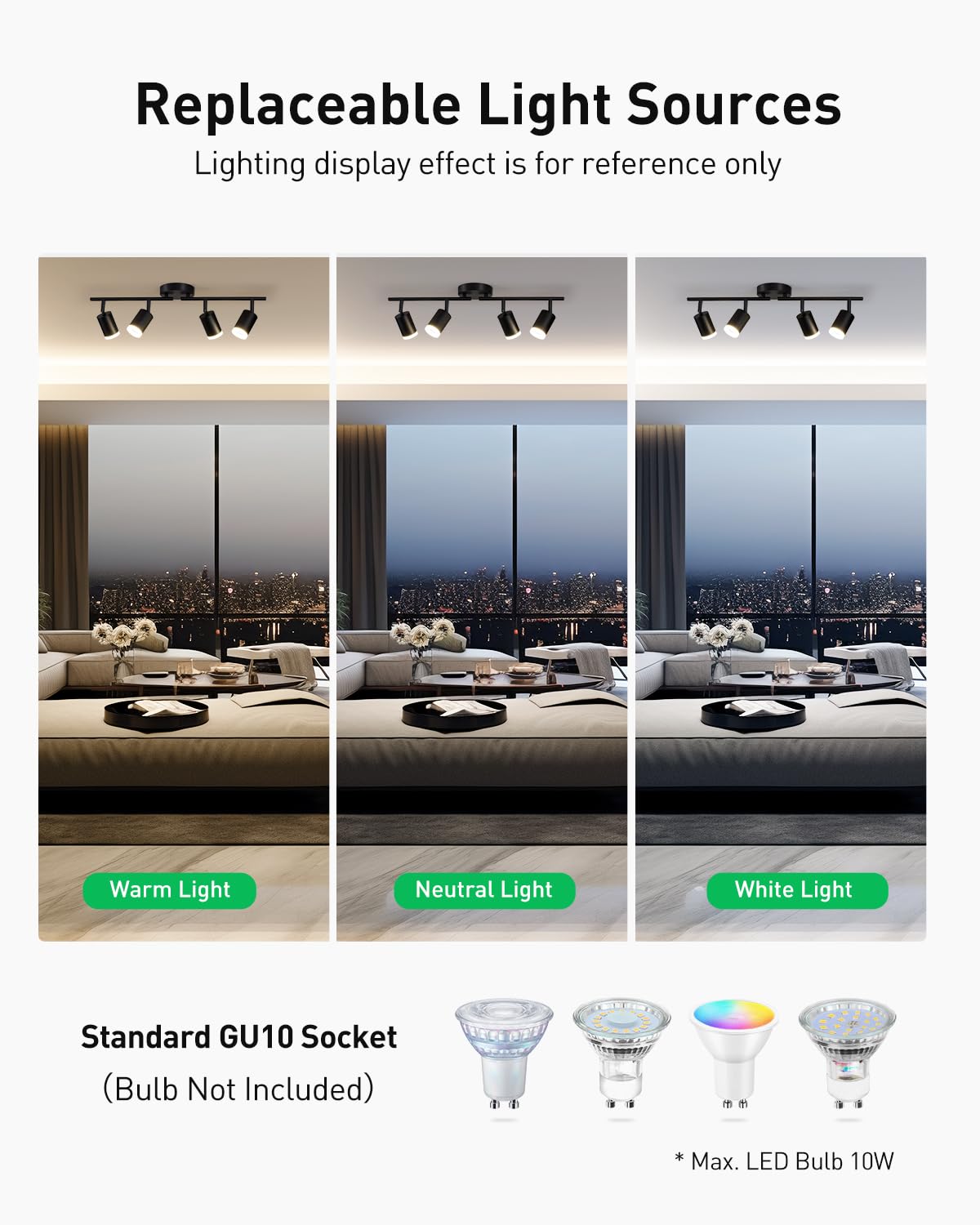 Bojim Flexible Led Track Lighting, 4-Light Black Track Lighting Fixtures Ceiling, Ceiling Spotlight With Foldable Light Arms For