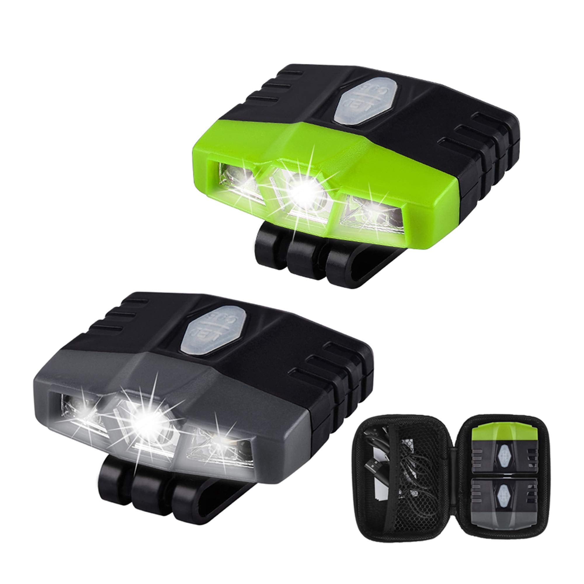 LHOTSE Ultra Bright Mini LED Clip-on Hat Light - Rechargeable, Waterproof, Grey Green, Model 1