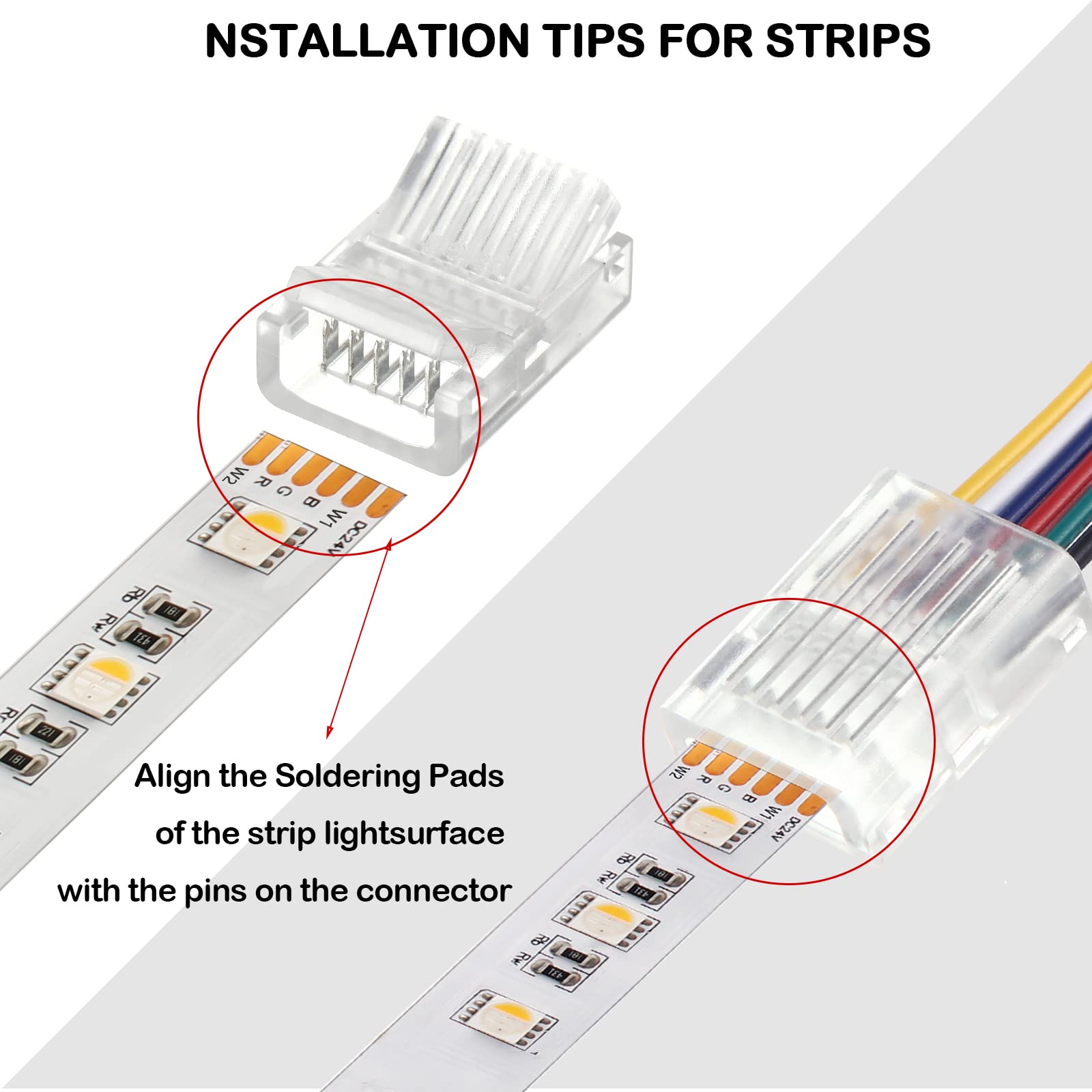 Flutesan Rgb Led Light Strip Connectors 20 Waterproof Led Adapter Connectors Transparent Solderless Led Light Strip Connectors F