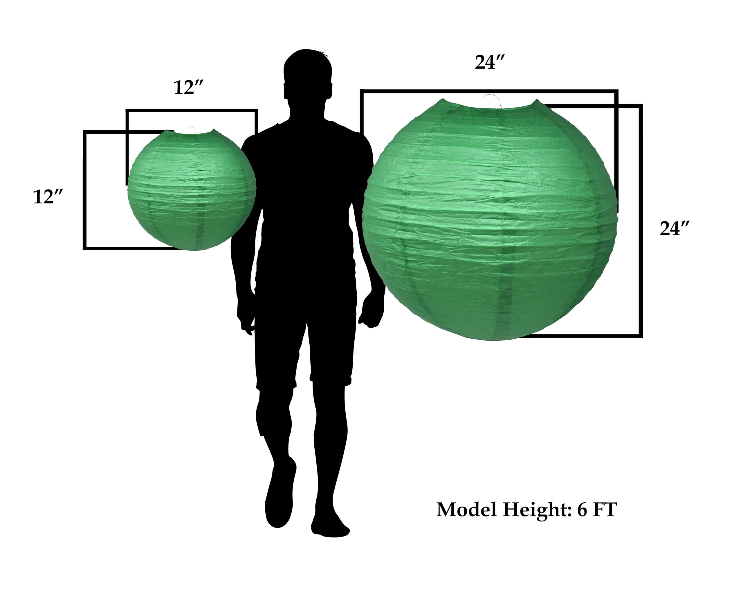 Mudra Crafts Dark Green Paper Lanterns Wedding Party Decorations - 12 In 10 Round Japanese Chinese Lanterns Decorative Hanging C