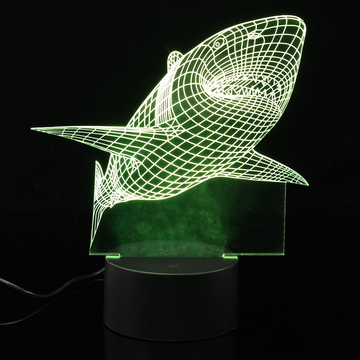 Superniudb Jaws Great White Shark 3D Illusion Led Night Light 7 Colourful Table Desk Lamp
