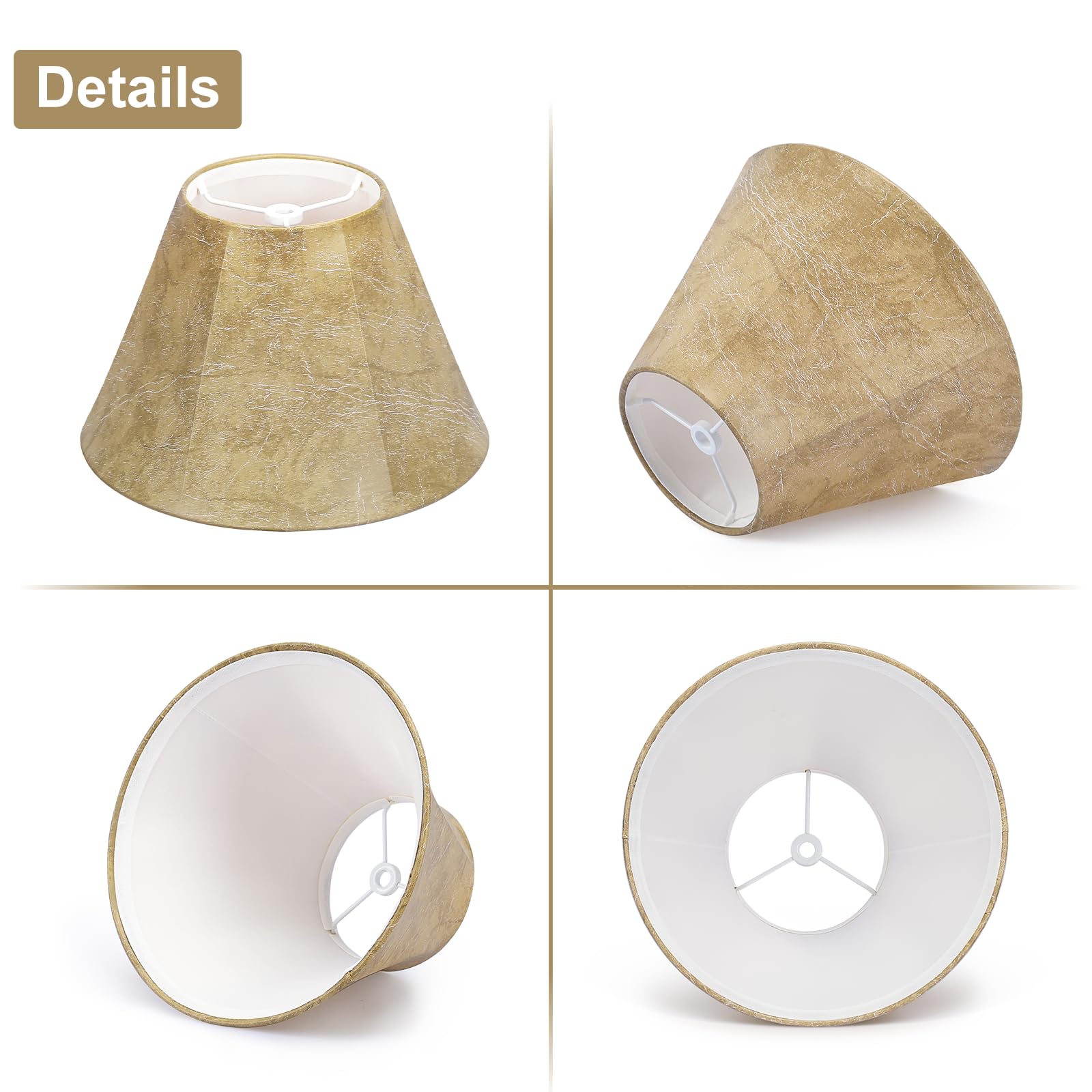 Rustic Lamp Shades Set Of 2, Faux Leather Replacement Lamp Shades, 4.7'' Top X 9.8'' Bottom X 6.4'' High, Small Lamp Shades For