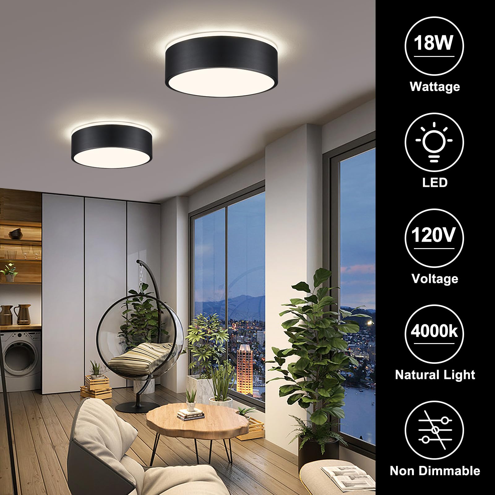 Vikaey Black Led Ceiling Light, Modern Flush Mount Ceiling Light Fixture, Minimalist Round Metal Lighting Fixture Ceiling Lamp For Hallway, Entryway, Bedroom, Balcony, 11.81 Inch