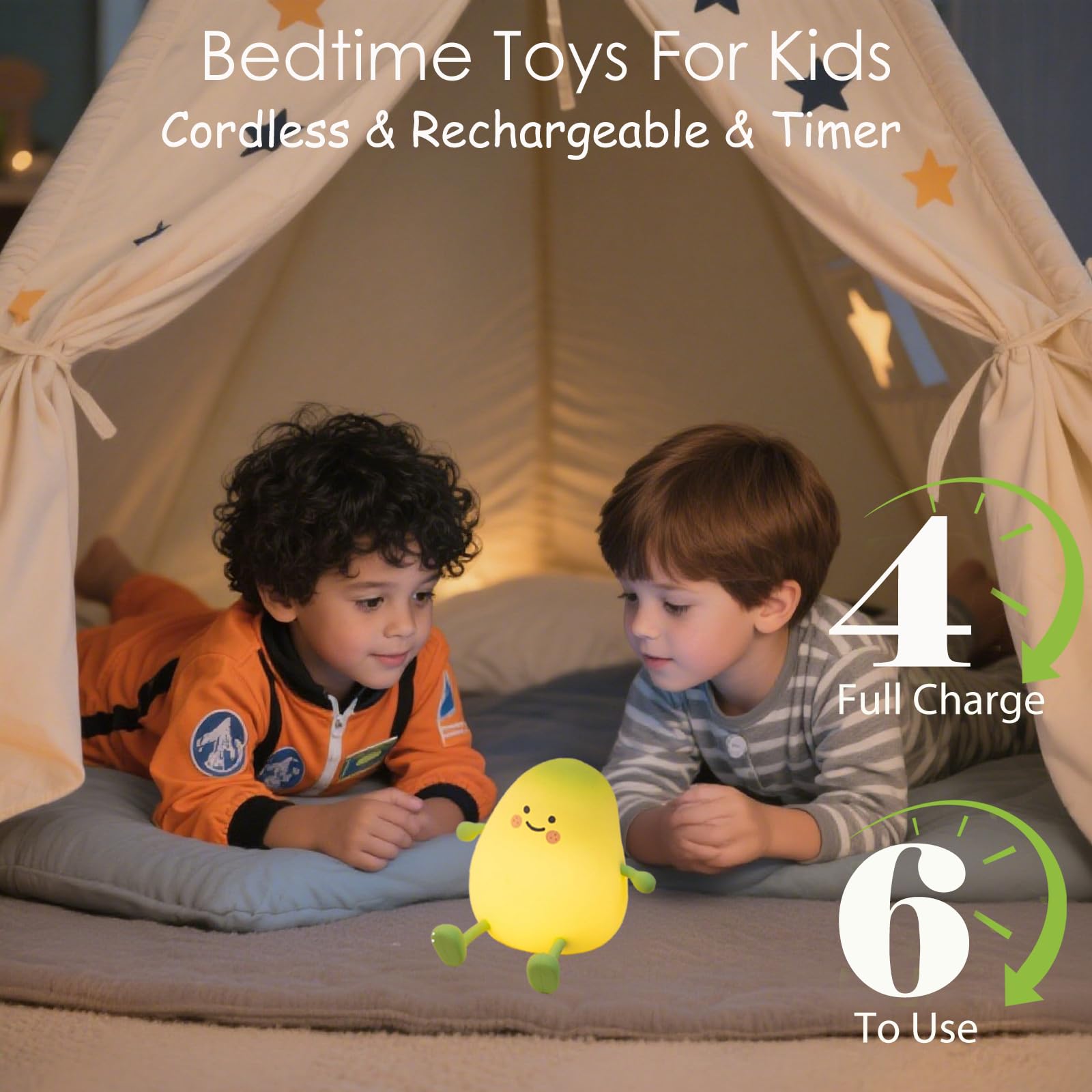 Cute Mango Shape Night Light, 2-Level Dimmable and 2 Timer Settings Touch Lamp, USB Rechargeable Silicone Nightlight with Phone