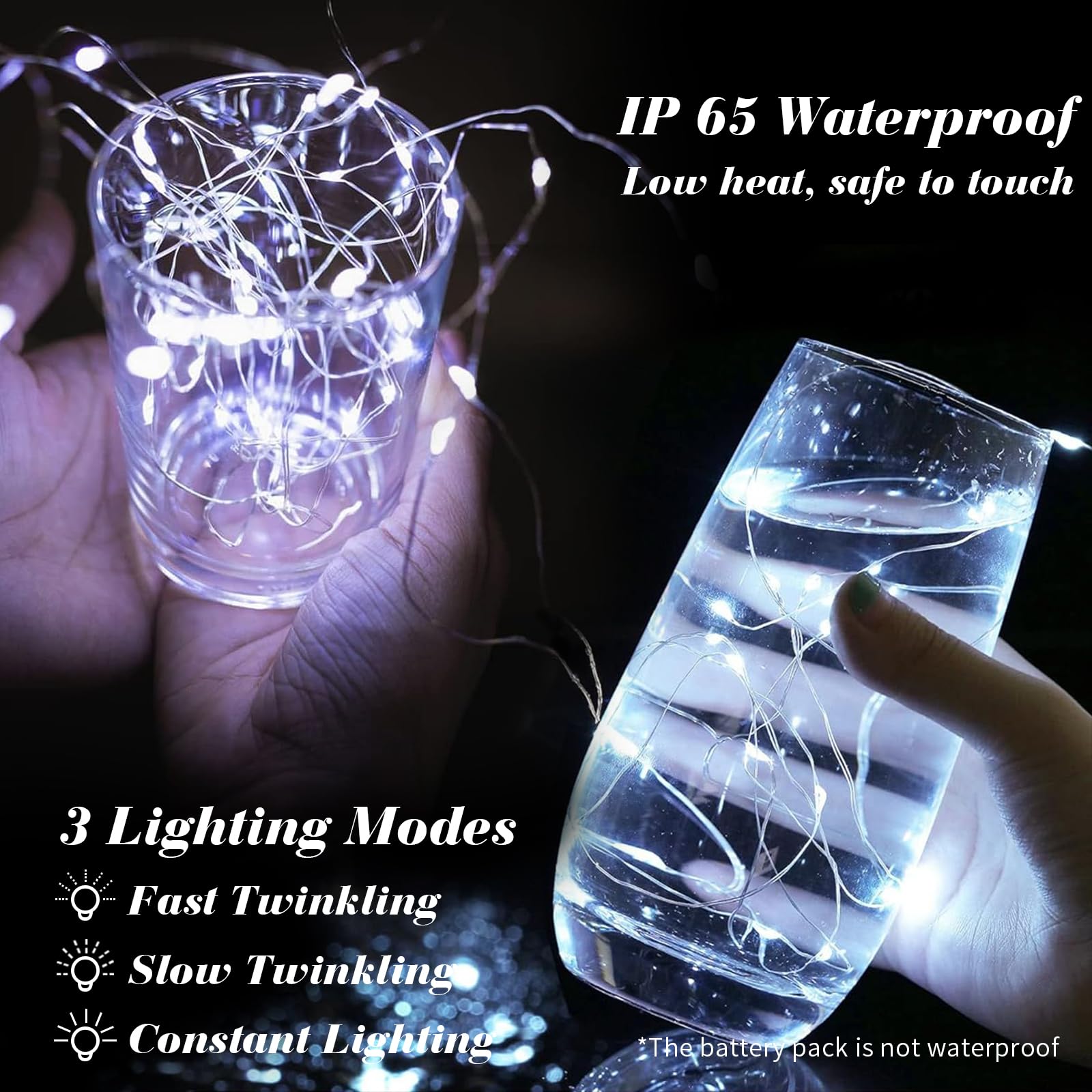 24 Pack Fairy Lights Battery Operated, String Lights Battery Powered 7Ft 20 Led Fairy Lights Copper Wire Twinkle Lights For Diy, Parties, Wedding, Bedroom, Christmas Decoration(Cold White, 24)