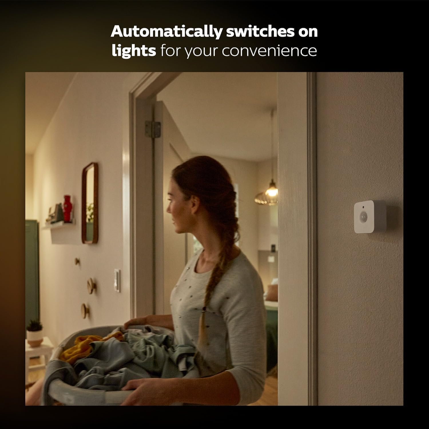 Philips Hue Motion Sensor for Smart Lights - Requires Hue Bridge - White - Model 570977 - Easy No-Wire Installation