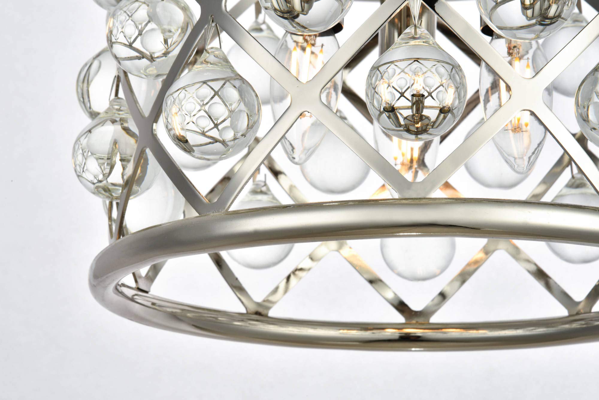 Elegant Lighting Madison 3-Light Pendant Lamp, Polished Nickel, 12in Depth x 9in Height, Crystal, Model 1213D12PN/RC