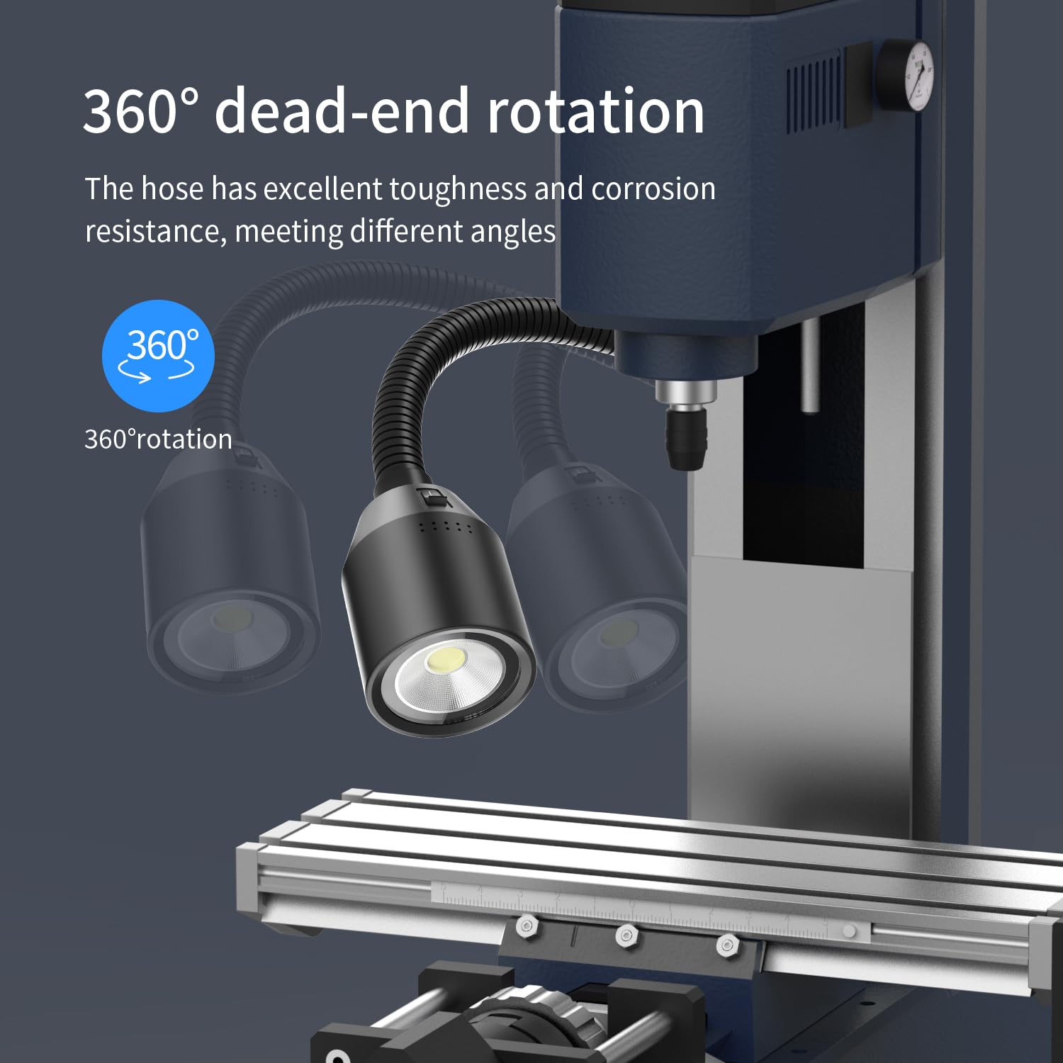 XINYIQI LED Work Light, 450 Lumens COB, Flexible Gooseneck, Nylon 5W 220V, Model 30F-G, Ideal for Machine Tools and Workben