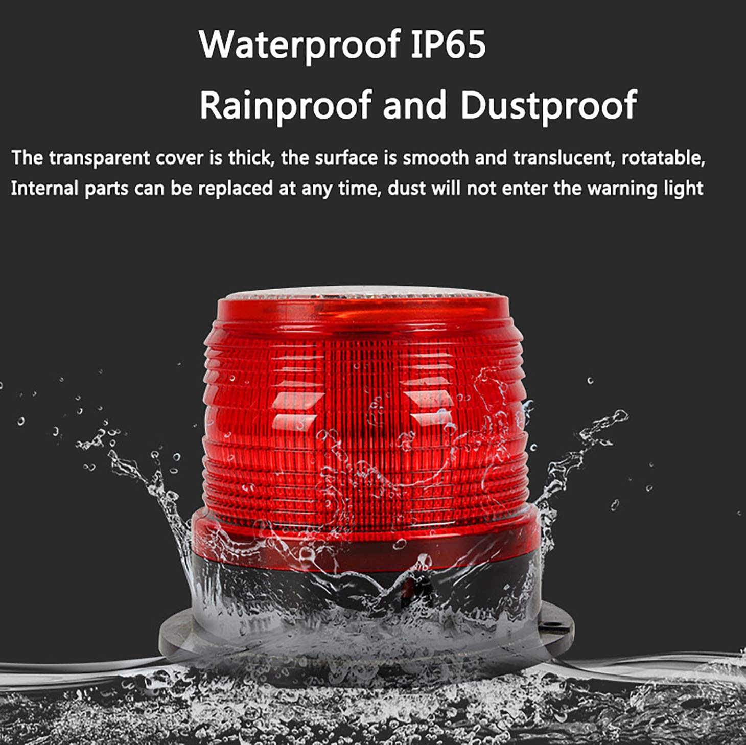 RISOON Solar Strobe Warning Light - Waterproof, Strong Magnetic Base, Blue, Model AL for Construction, Traffic, Factory, Boat Navigation