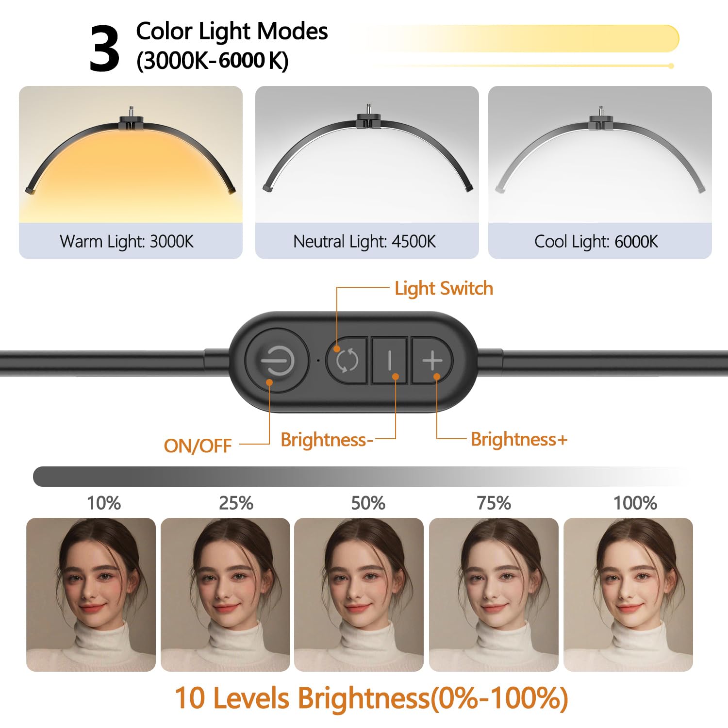 Yayusi Lash Light For Eyelash Tech, Foldable Floor Lash Lamp For Eyelash Extensions, Led Half Moon Light Lash Tech With Phone Holder, Dimmable Esthetician Light For Eyelash/Skincare/Tattoo (Black)