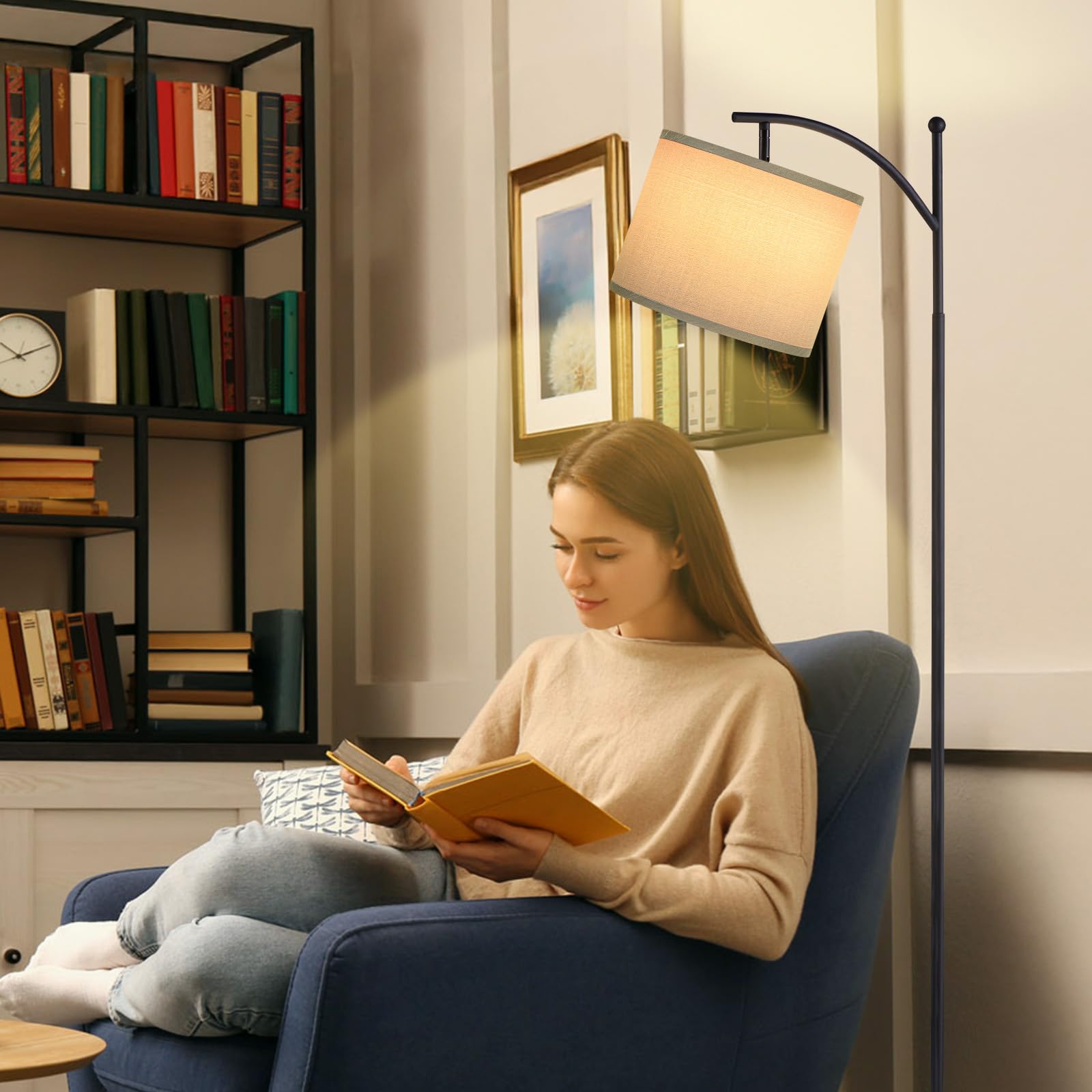 60&quot; Floor Lamps With 3 Color Temperatures, Adjustable Grey Shade With Black Pole, Tall Lamps For Living Room, Bedroom, Office, Classroom, Dorm Room - 9W Bulb Included