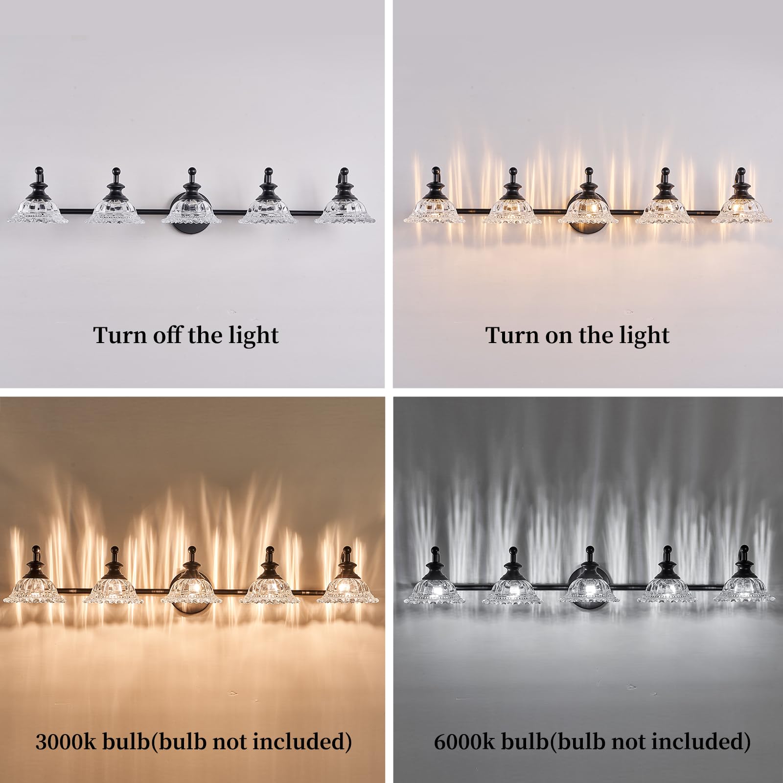 Xiedun 37.4'' 5 Light Vanity Light For Bathroom (Exclude G9 Bulb) Black Vanity Lights For Bathroom