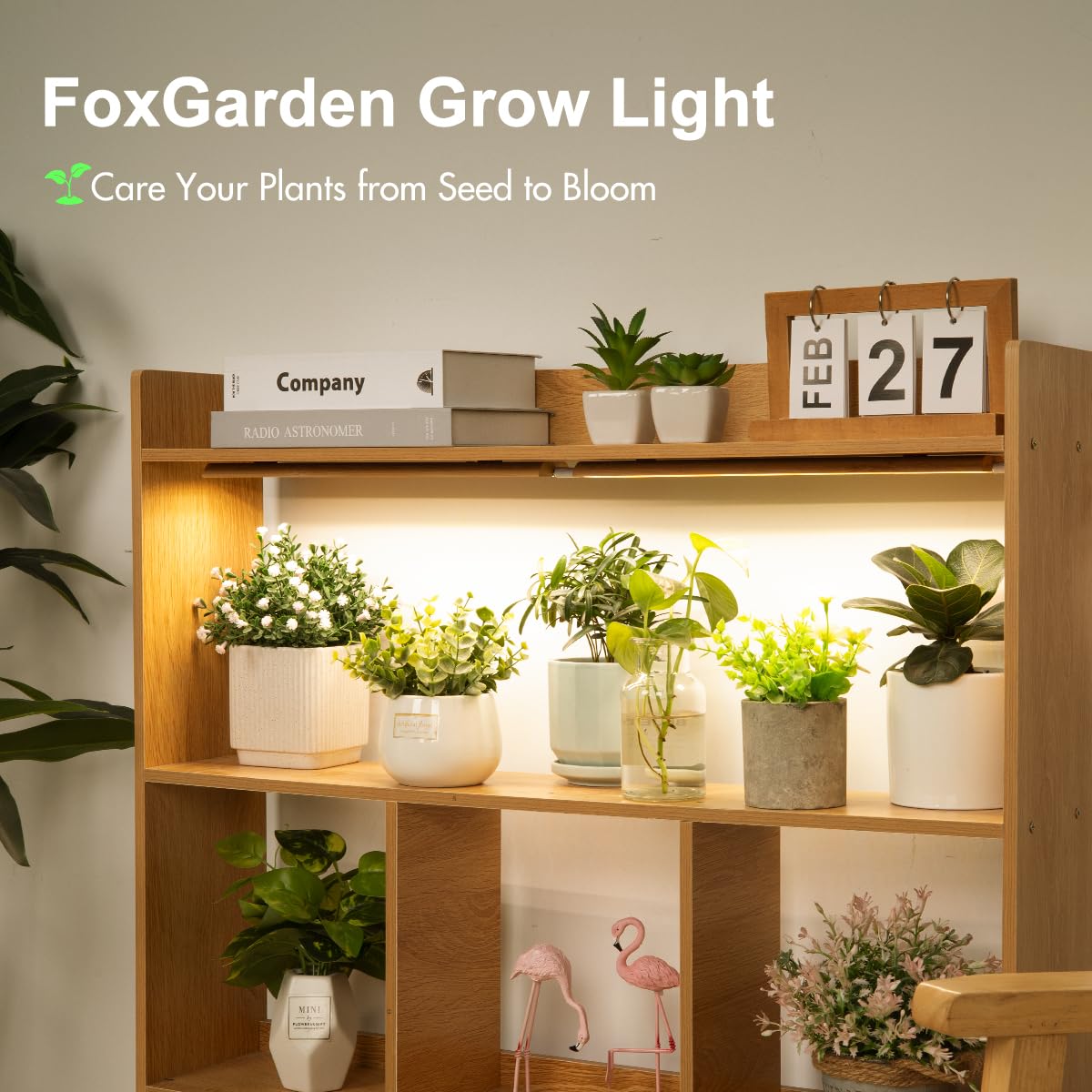 Foxgarden® Bamboo Grow Light Strip For Indoor Plants, Full Spectrum 192 Led Bright Plant Light With Auto On/Off Timer 4/8/12H, 10 Dimmable Brightness, 2 Strips With 1 Controller