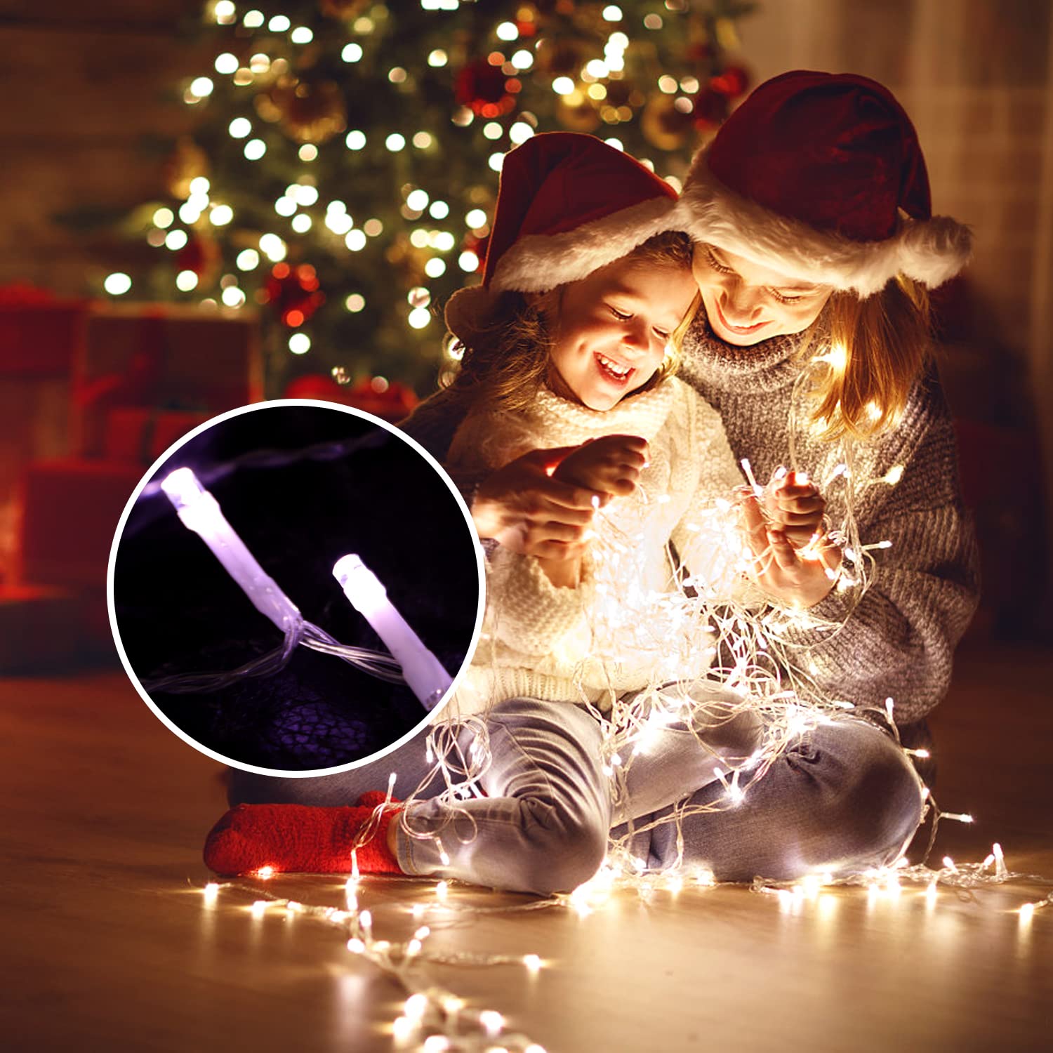 FUNIAO Christmas Star String Lights - 320 LED Outdoor Decor, 12" Lighted Star, White, Model YLS1000WD01