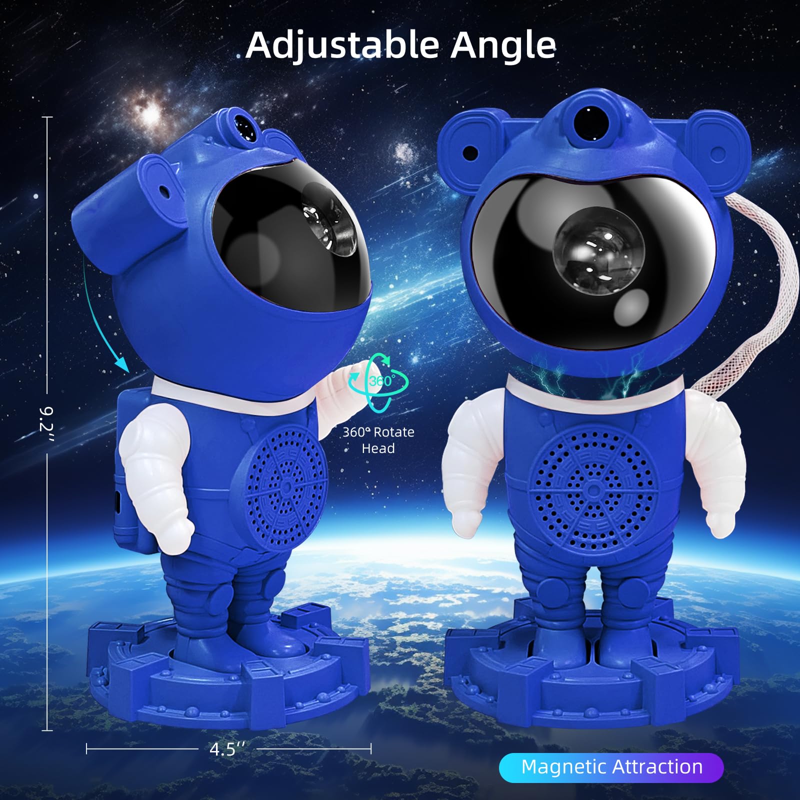 Ruishine Galaxy Projector Night Light For Bedroom, Room Decoration, Led Lights, Astronaut Galaxy With Nebula Moon, Bluetooth, Wh