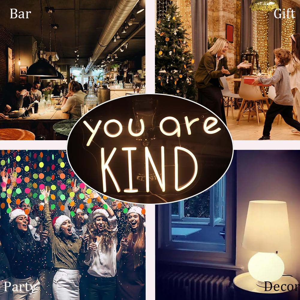 You Are Kind Neon Sign  Decorative Neon Lights For KidS Room Play Room Wall Decor Neon Light Sign  Christmas Birthday KidS Gift Thanksgiving Gift(Warm White)