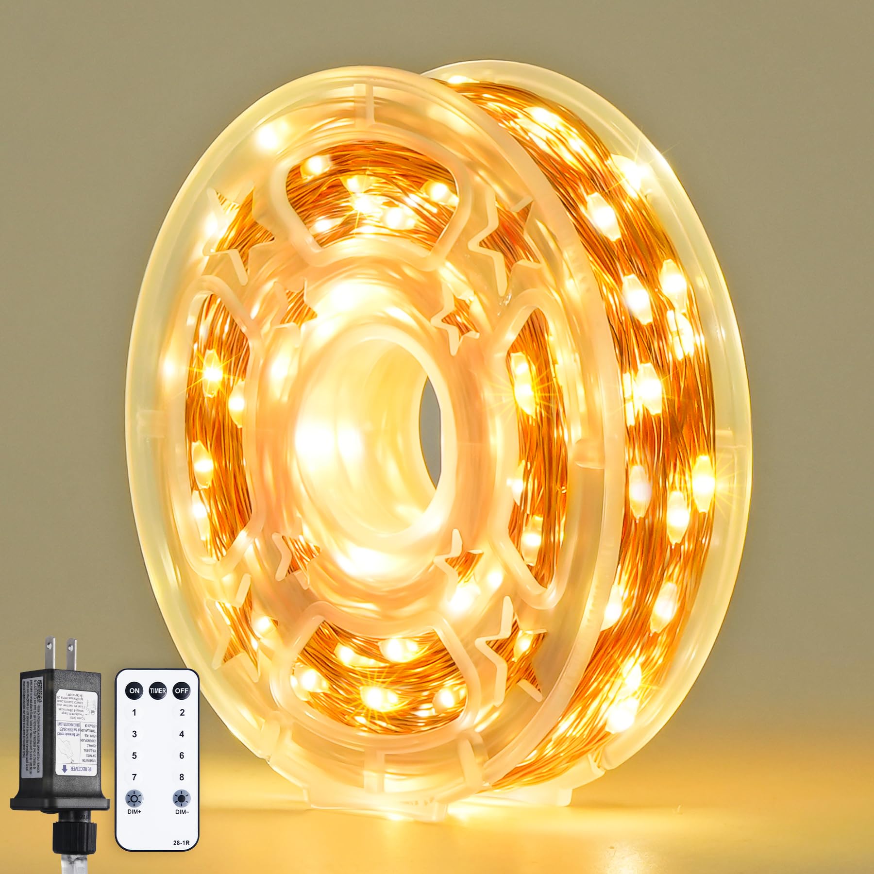 JMEXSUSS 300 LED Fairy Lights Plug in, 132 ft 8 Modes Remote Control Twinkle String Lights with Wheel, Warm White Christmas Ligh