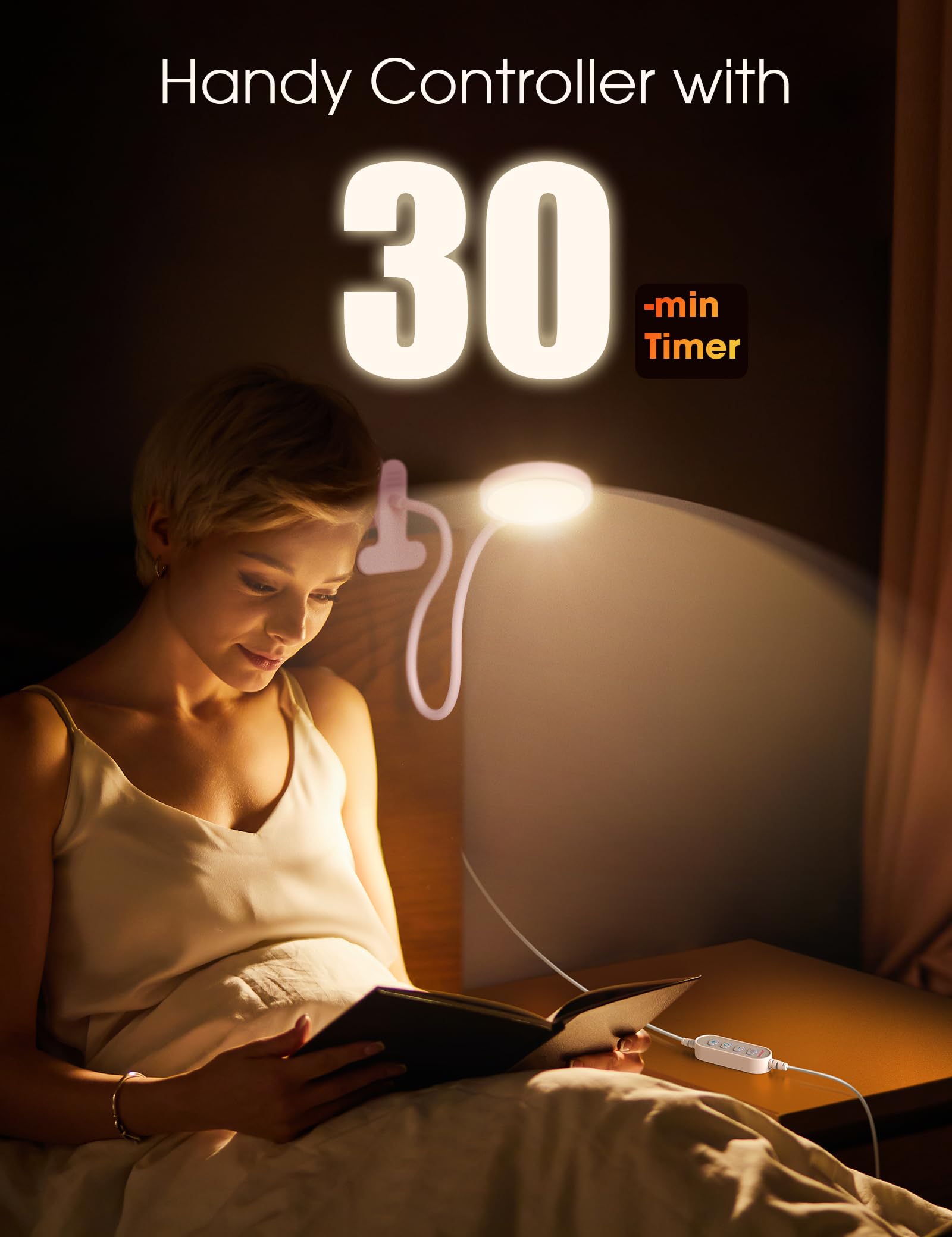 LiFMIRA Desk Lamp Clip on Light 8W 66 LED, Eye Caring Metal, 10 Dimming Levels, Pink, Model YUPK10