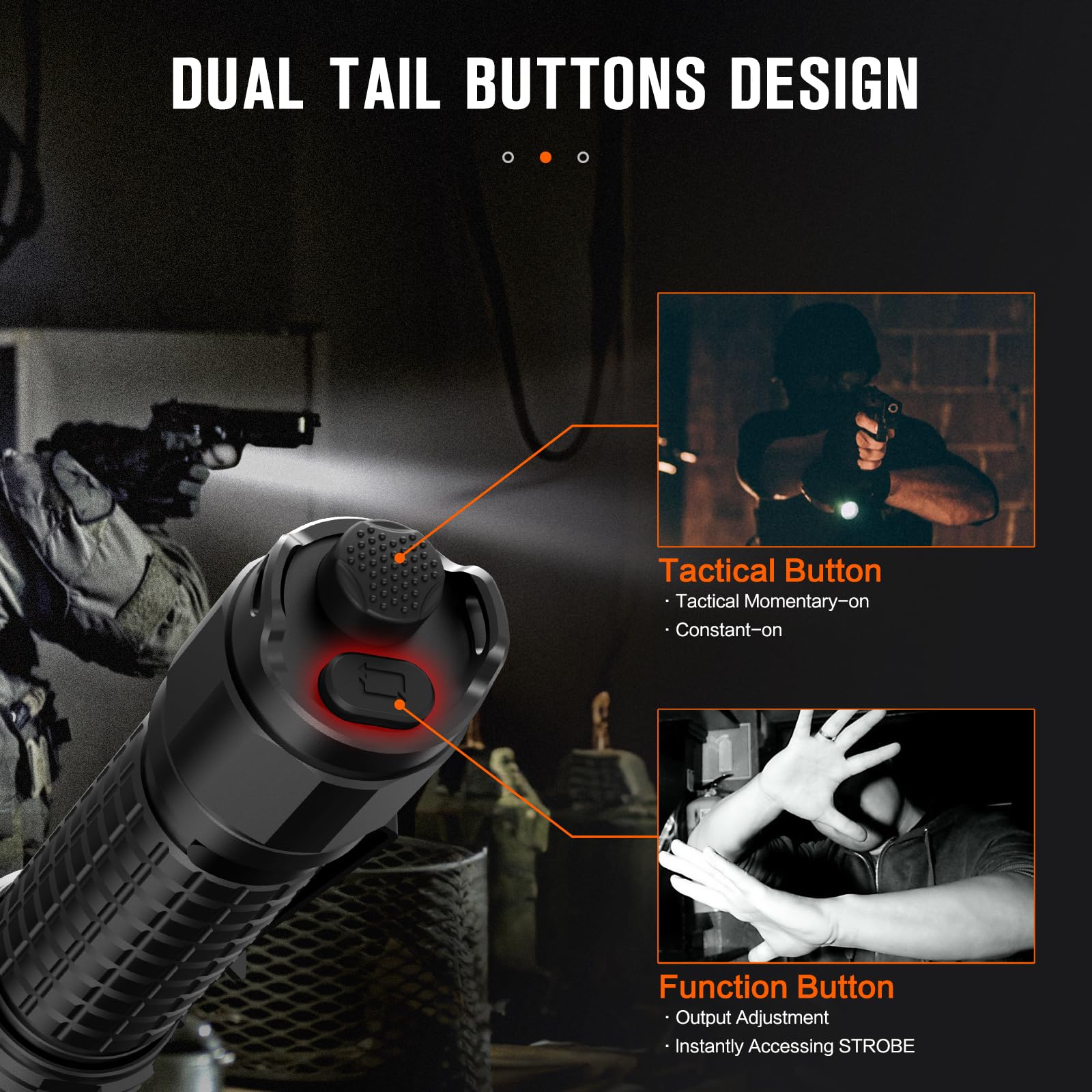 Nicron N8Pro Tactical Flashlight, 1700 High Lumens Super Bright Rechargeable Flashlights With 6 Modes Double Switch, 1496Ft Long