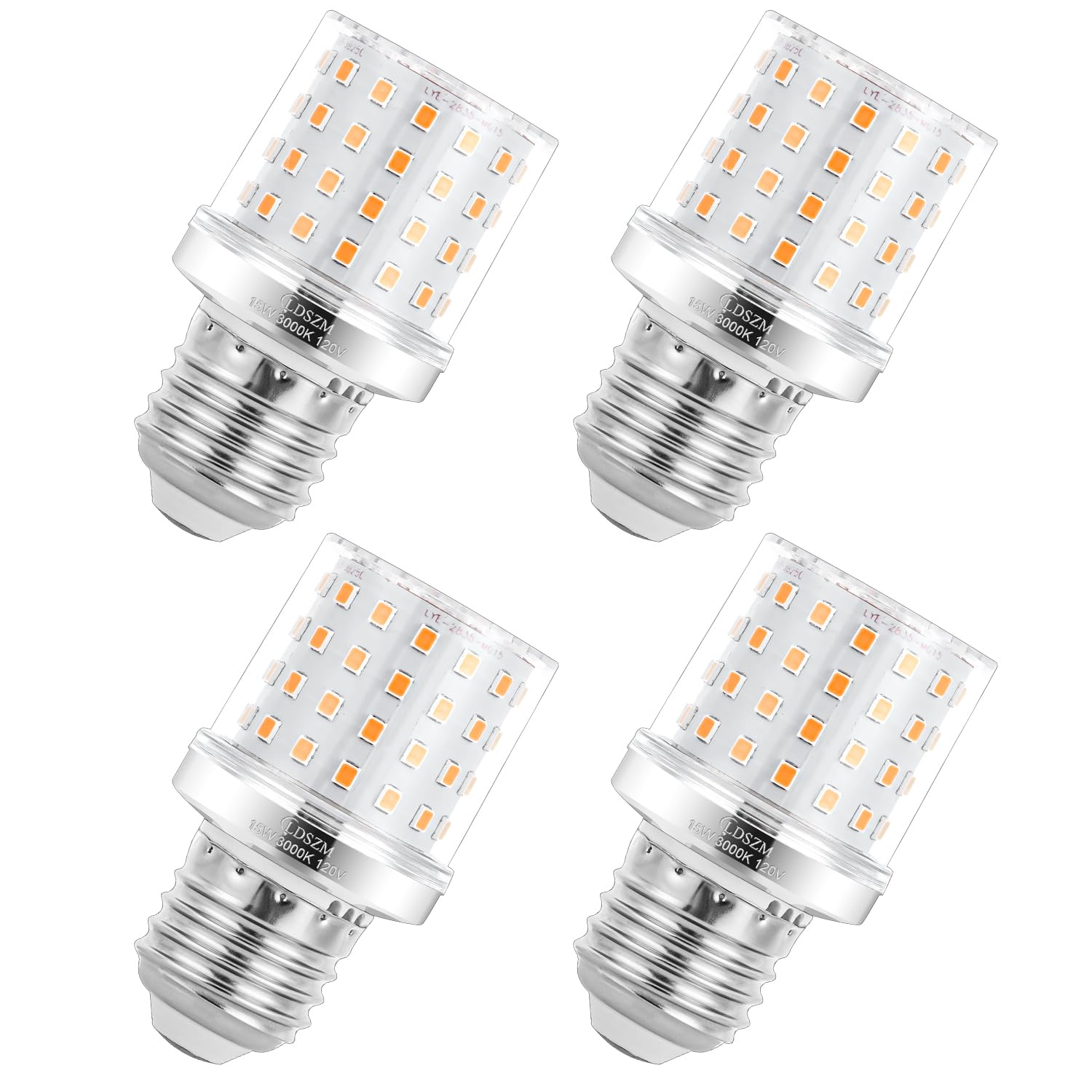 Ldszm Small Light Bulb A15/G45 Shape Size Super Bright 15W Led Corn Bulbs 120 Watt Equivalent 1200Lm Warm White 3000K E26/E27 Ba