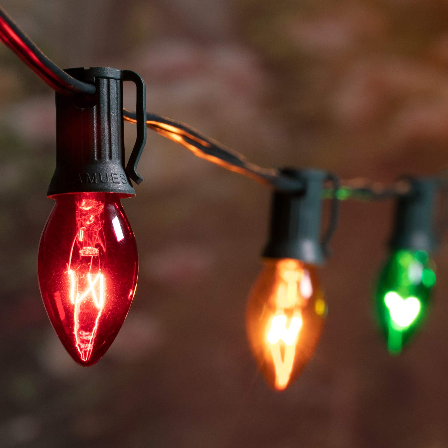 Minetom C9 String Lights - 25FT Multicolor Outdoor Christmas Lights, Green Wire for Patio, Room, Tree, Party, Backyard Decor