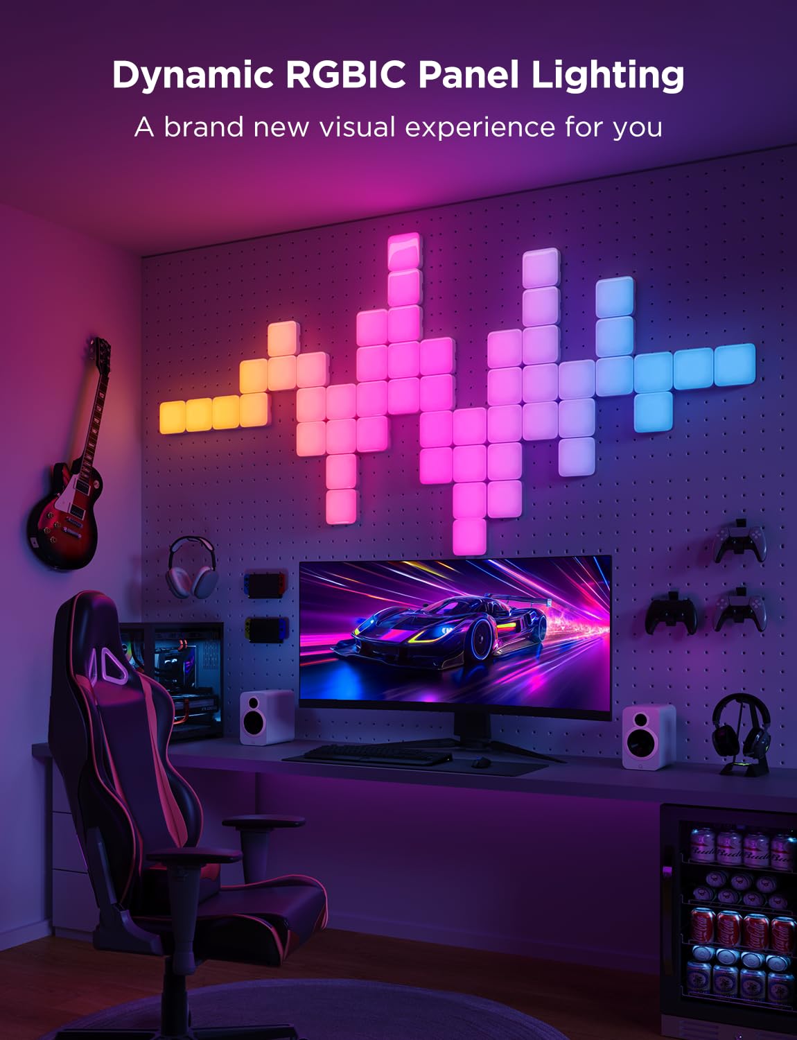 Govee Mini Panel Lights, Rgbic Wall Lights, Smart Led Wall Panels, Works With Matter, Alexa, Google Assistant, Sync With Music,