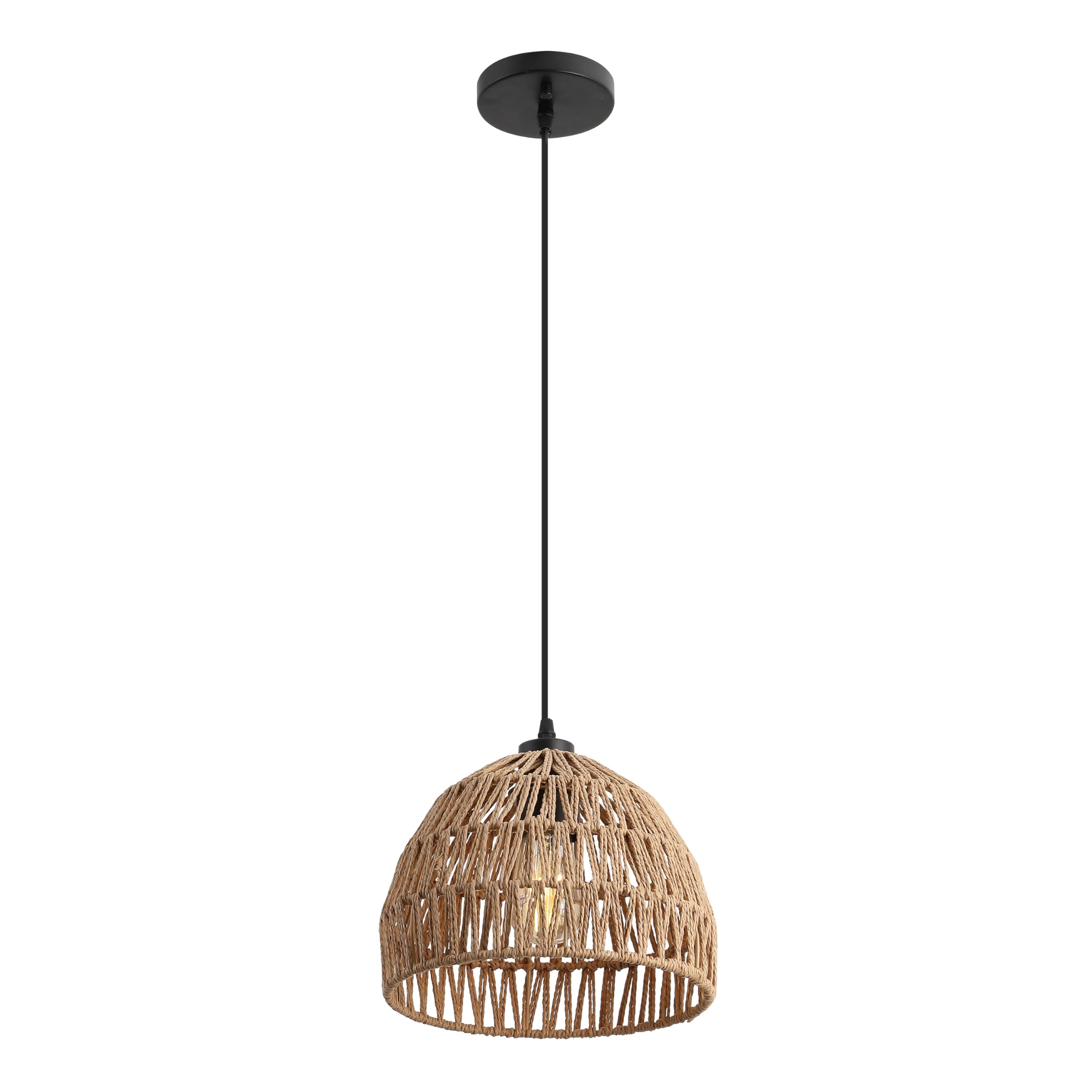 Jonathan Y Jyl6513E Campana 10.25 1-Light Bohemian Modern Woven Rope/Iron Led Pendant Farmhouse, Coastal, Transitional, Kitchen,