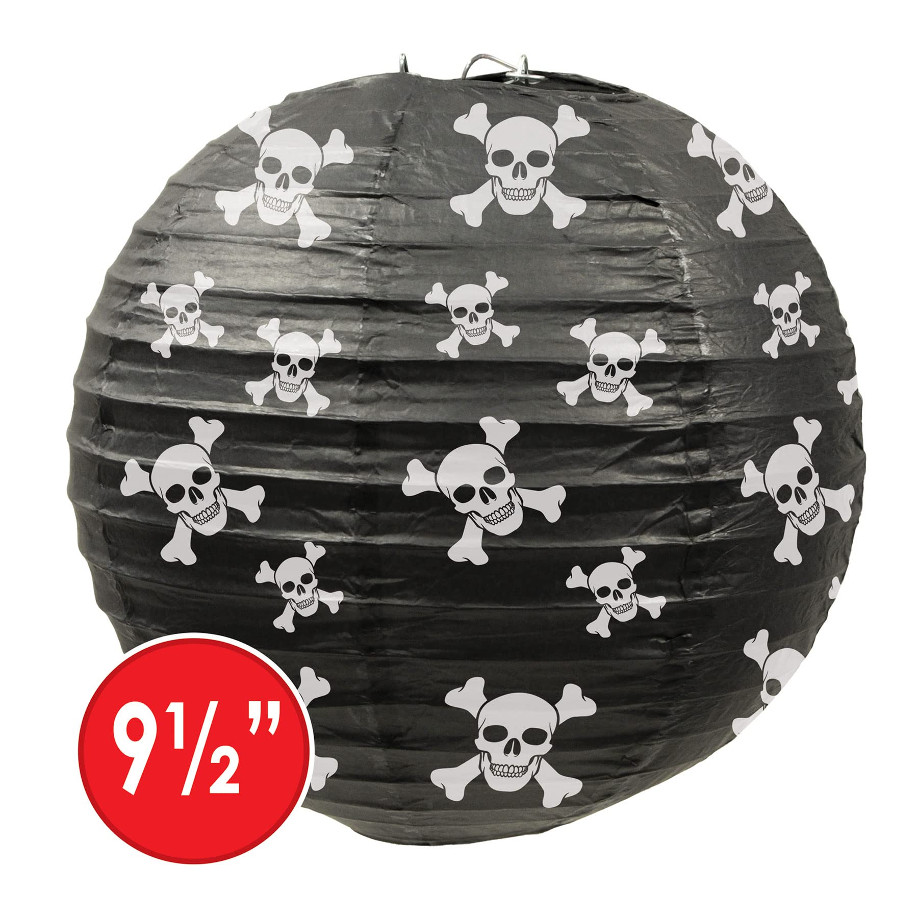 Beistle Pirate Paper Lanterns, 9 1/2-Inch, Black/White