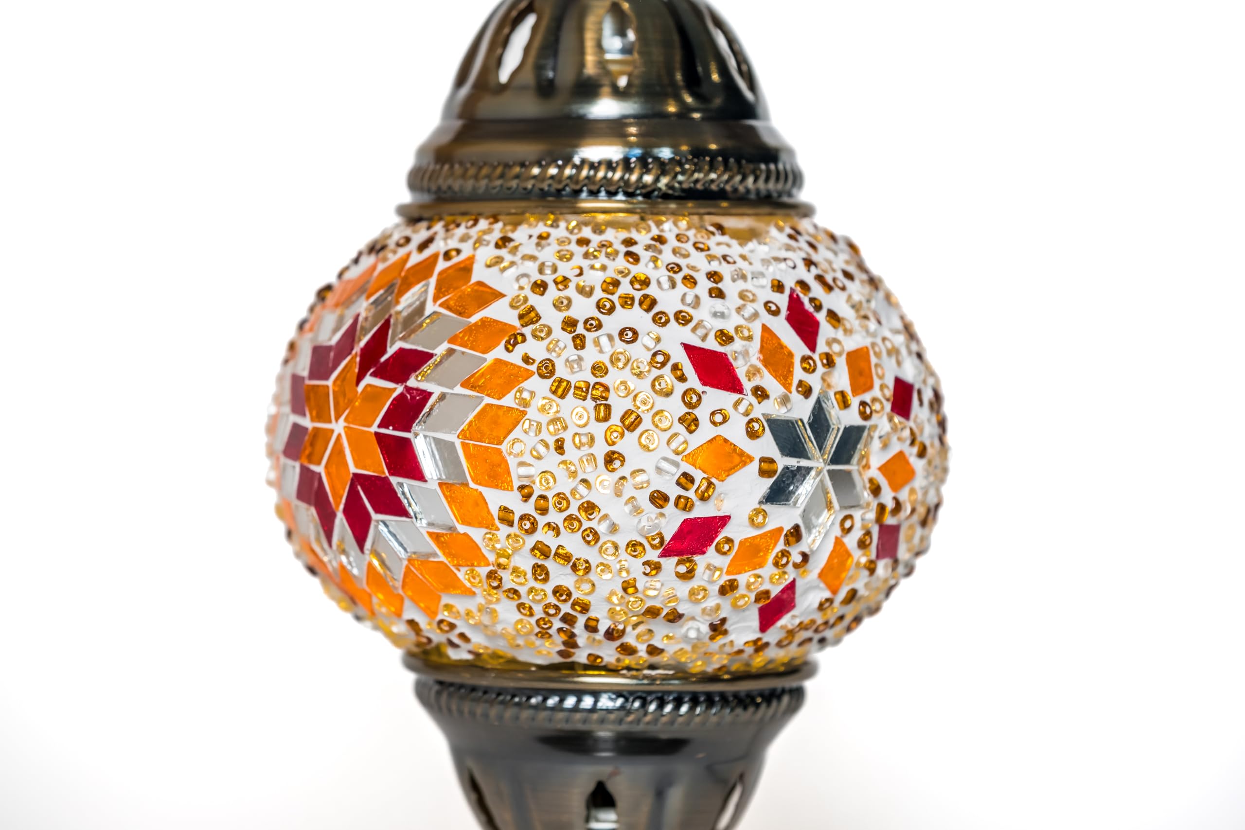 Kraftstories Turkish Mosaic Lamp Kit Diy Glass Decorative Table Bedside Night Light Tabletop For Living Room Bedroom | Make Your Own Lamp | Antique Bronze Base (Sunset)