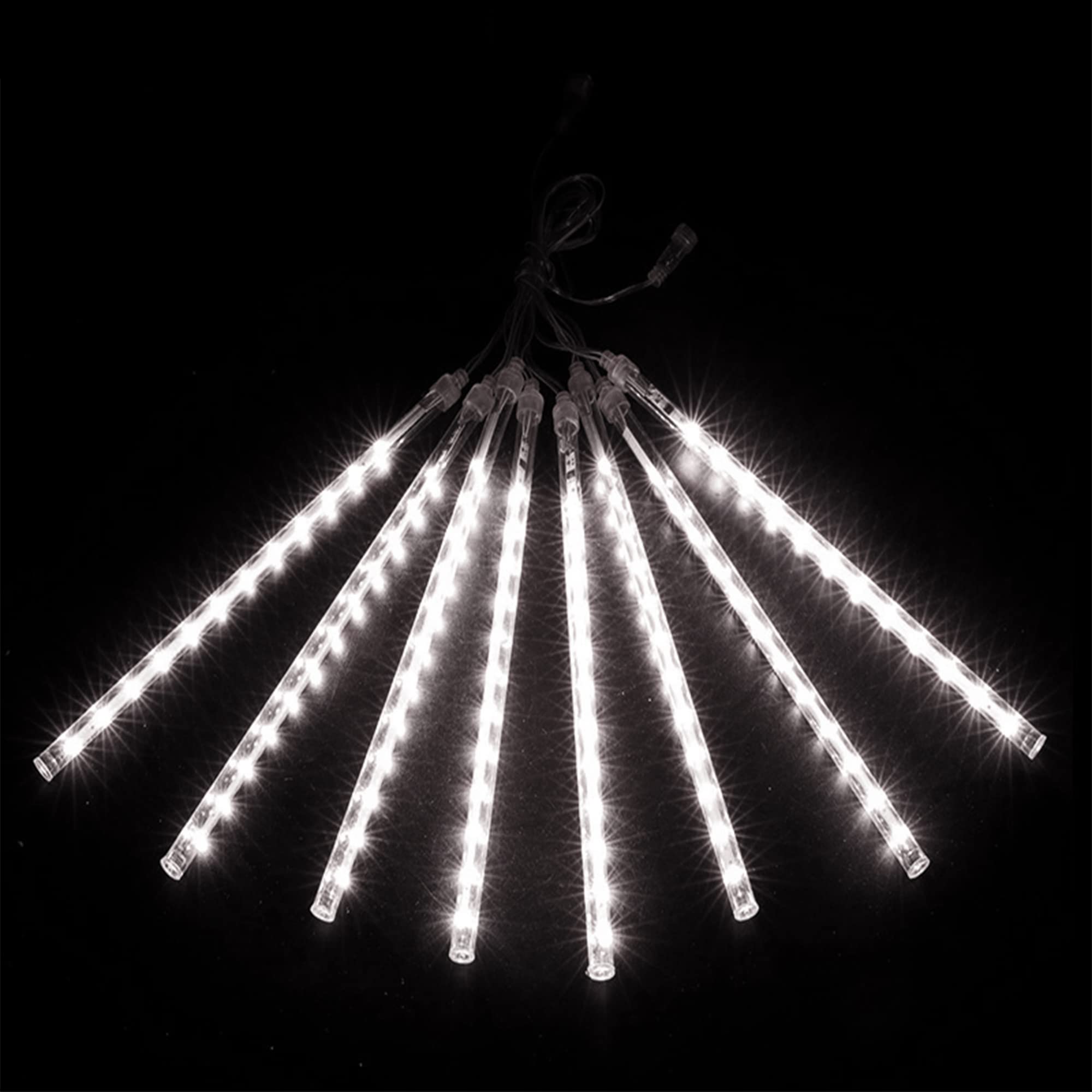 Ljlnion Meteor Shower Lights, 12 Inch Outdoor Icicle Christmas Lights, 8 Tubes 288 Led Iciclelights Snow Falling Lights, Connect