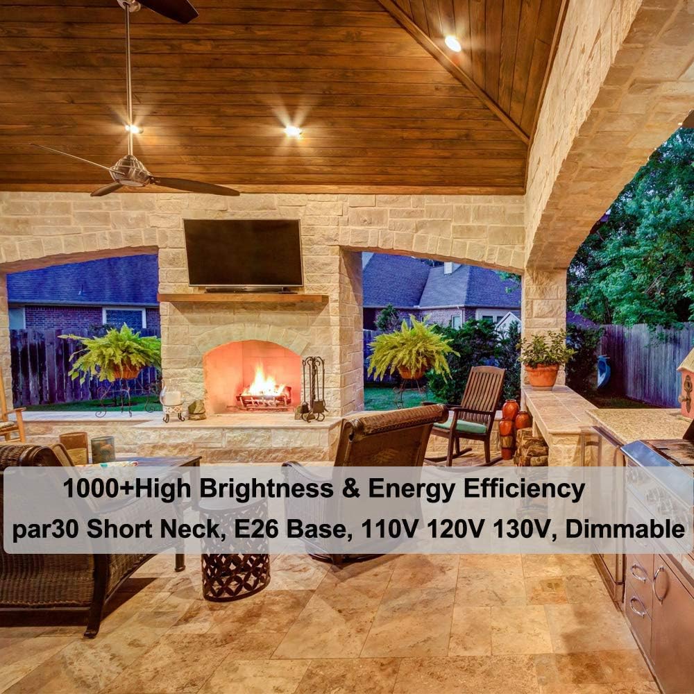Vinaco PAR30 Short Neck Light Bulbs, Dimmable 75W, Warm White, E26 Base, 2-Pack, High Brightness, 40° Beam, Silver Glass