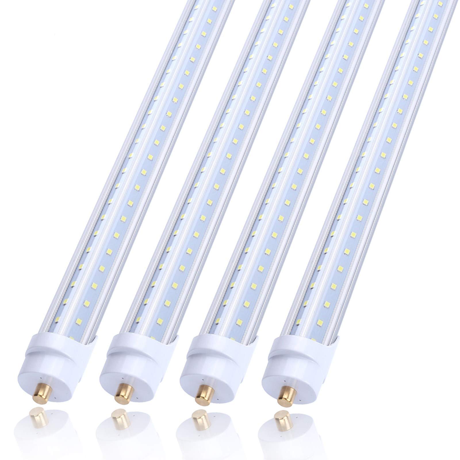 JOMITOP T8 V Shaped 65W LED Light Tube Bulb, 6000K Cool White, Single Pin FA8 Base, Dual-Ended Power, 25 Count
