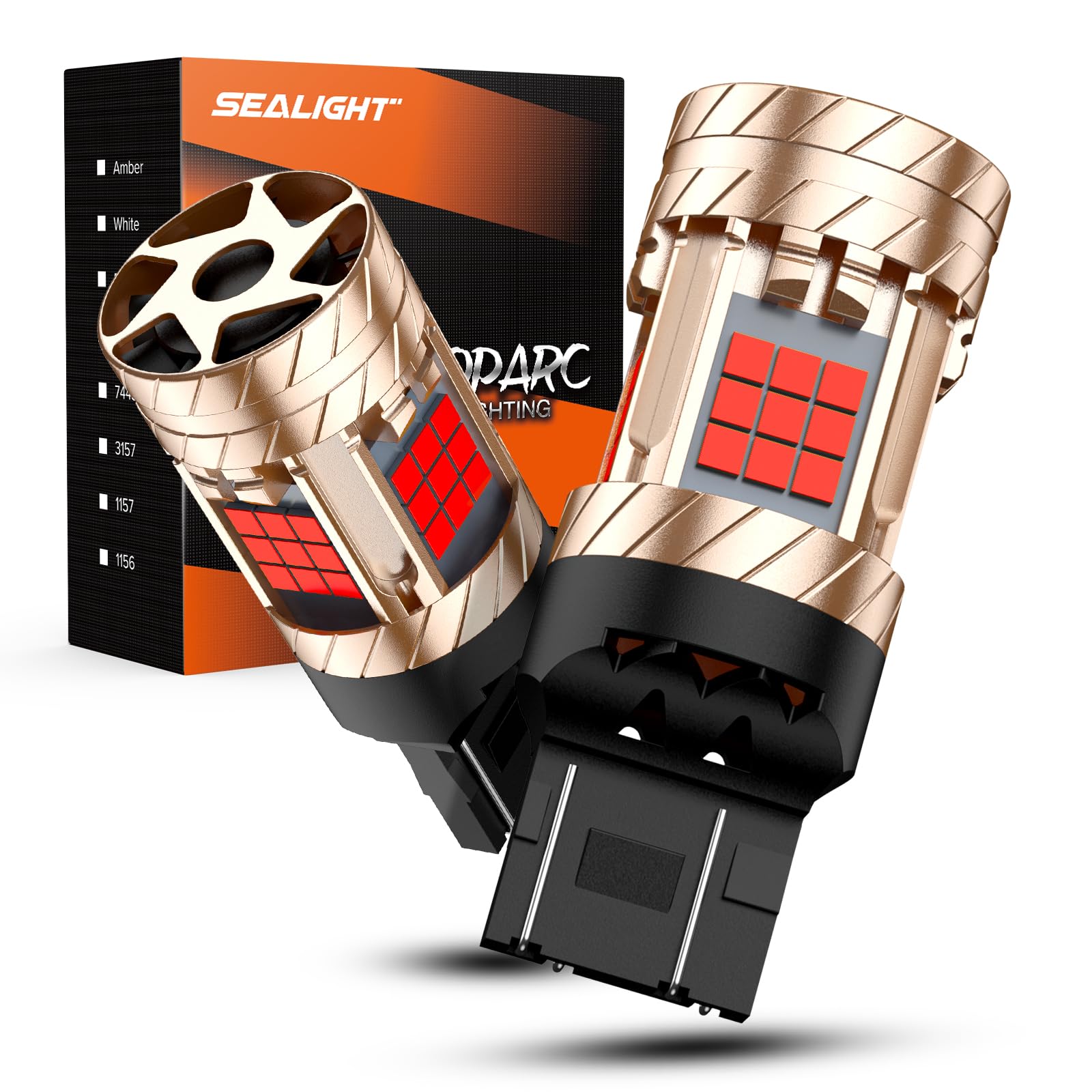 SEALIGHT 7443 LED Bulb T20 Brake Light, 30W 3200LM, Error Free Red, Anti Hyper Flash, Pack of 2
