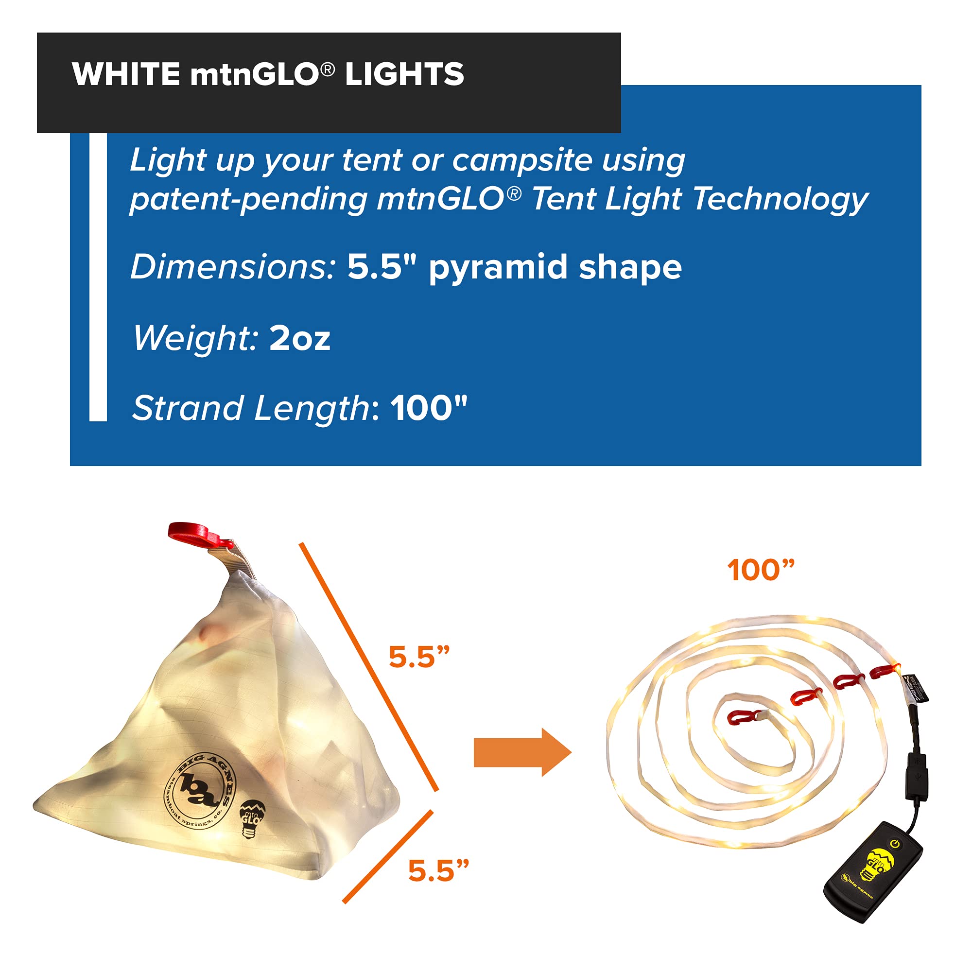 Big Agnes Mtnglo Led Tent & Camping Lights, White, One Size