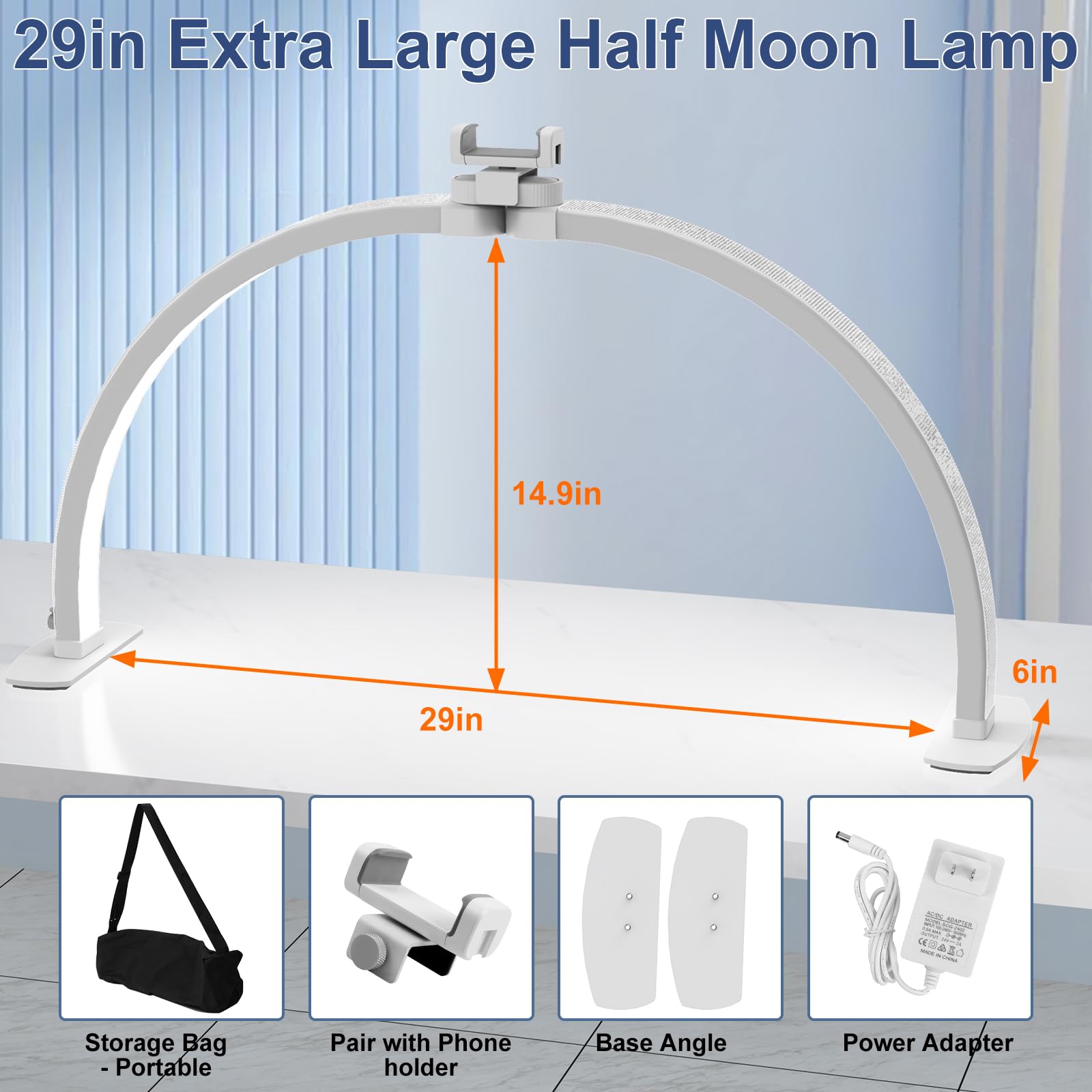 iVict 29in Nail Desk Light, 40W LED with Phone Stand, 10 Brightness Levels, 3 Color Temperatures, Rainbow F-700A