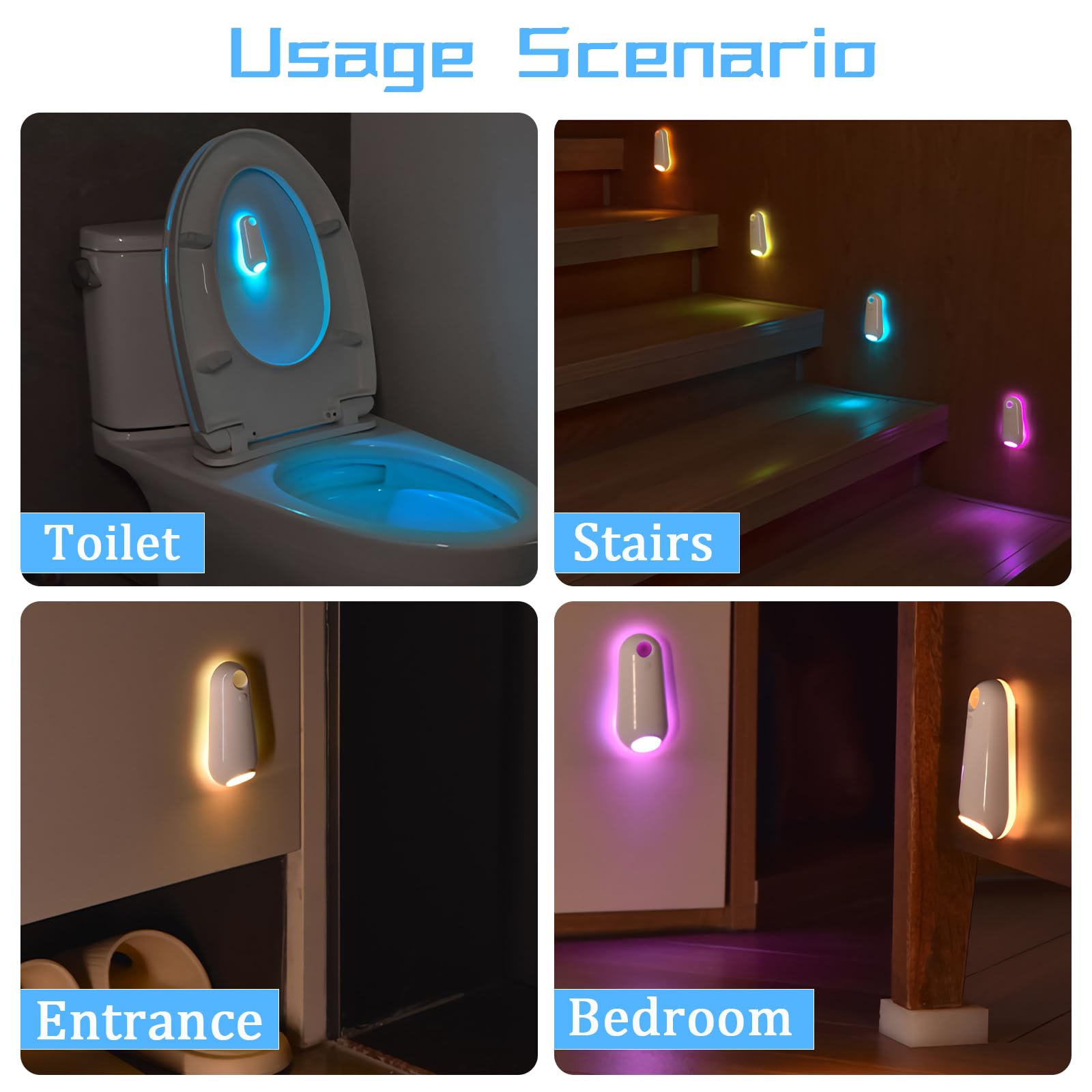 GOUTOOL Toilet Light Motion Sensor - 8 Color LED Night Light with Star Projection, Model TLN01, Rechargeable, 1 PCS