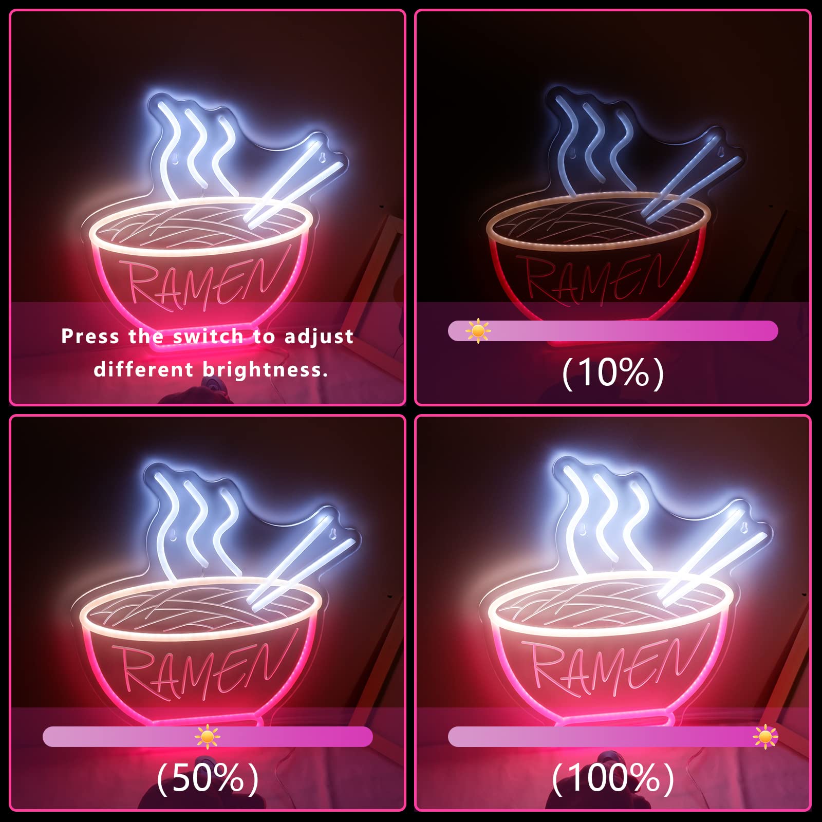 Imegina Red Ramen Neon Sign - 3D Dimmable Led Wall Decor, 11.81X12.4 Inch