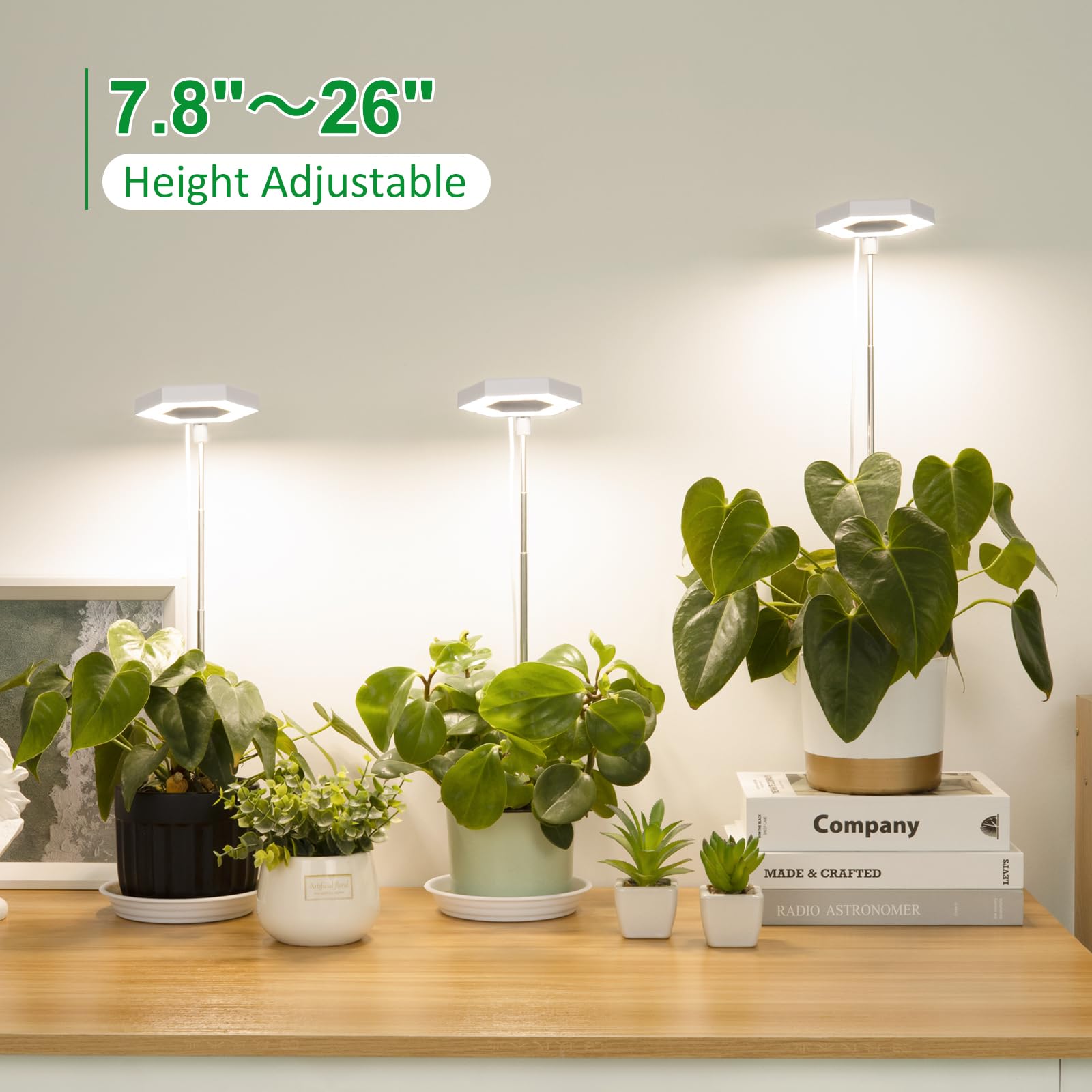 Foxgarden® Grow Light, Full Spectrum Led Plant Light For Indoor Plants, Growing Lamp With Auto On/Off Timer 4/8/12H, 4 Dimmable Brightness, Height Adjustable, Ideal For Small Plants, 3 Packs