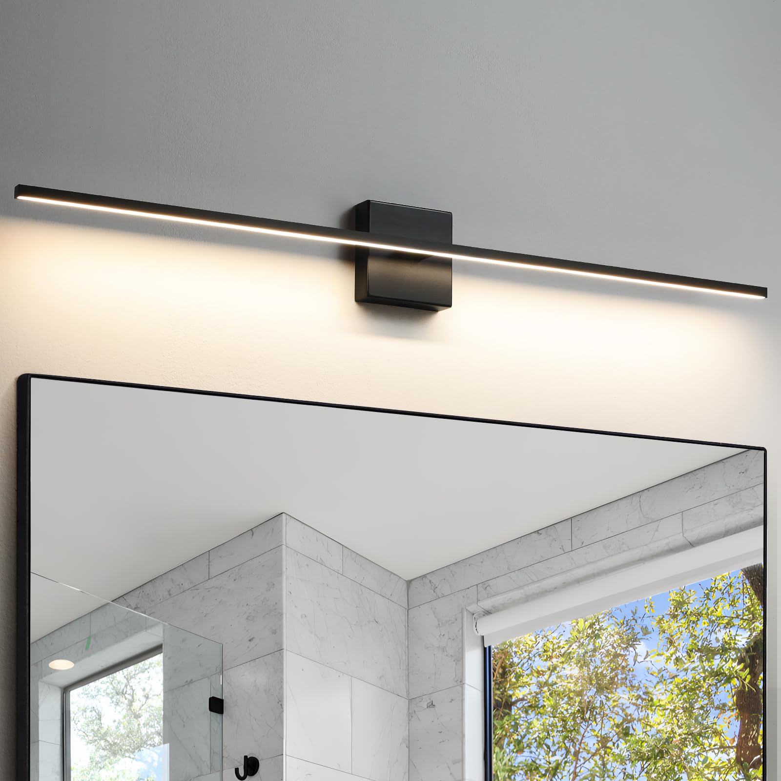 Ccycol Bathroom Vanity Light Fixtures Over Mirror - 39 Inch Matte Black Vanity Lights For Bathroom 28W 3500K Dimming Led Vanity