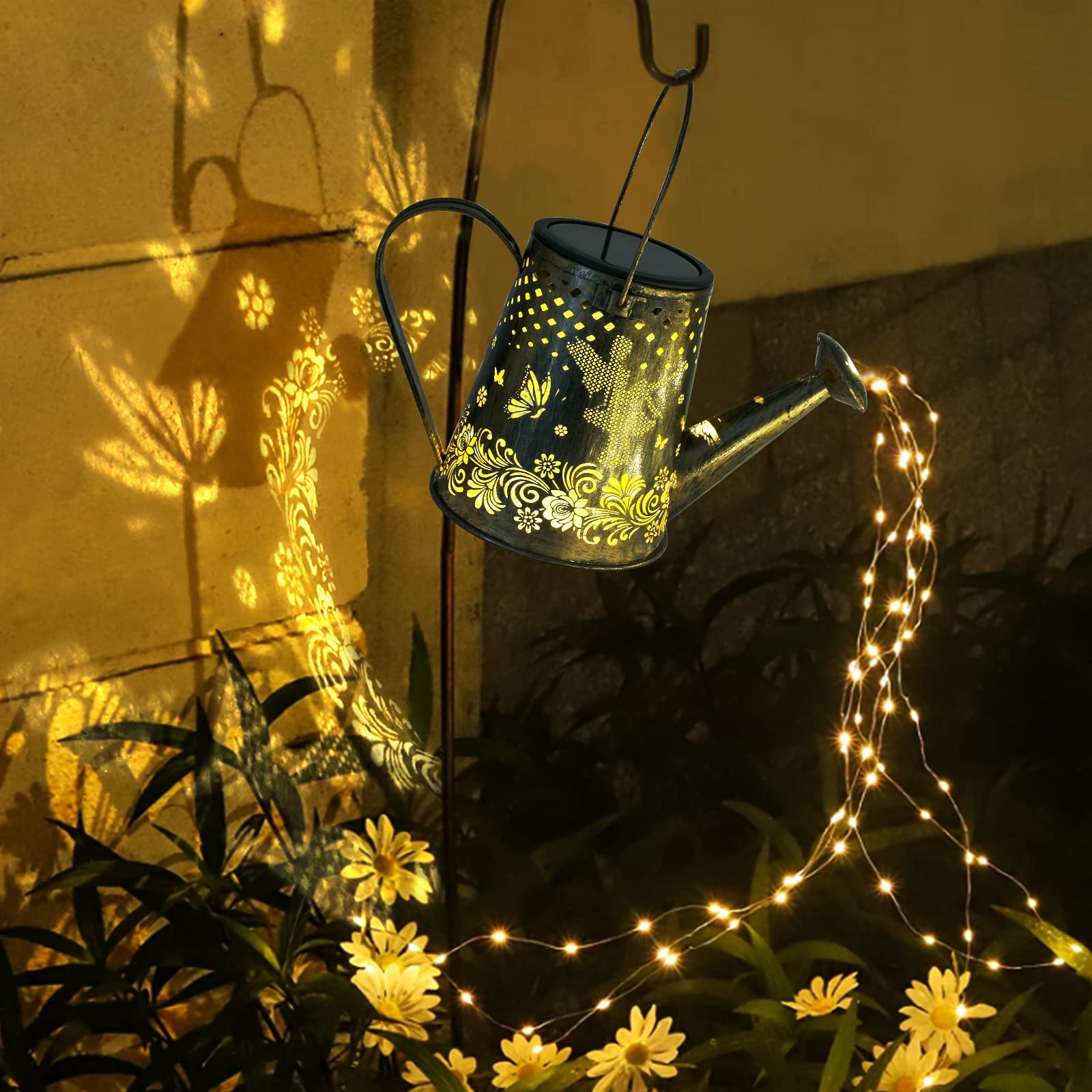 Yjfwal 2 Pack Watering Can With Lights, Solar Watering Can Lights, Memorial Gifts Garden Decor Outdoor Lanterns Waterproof For G