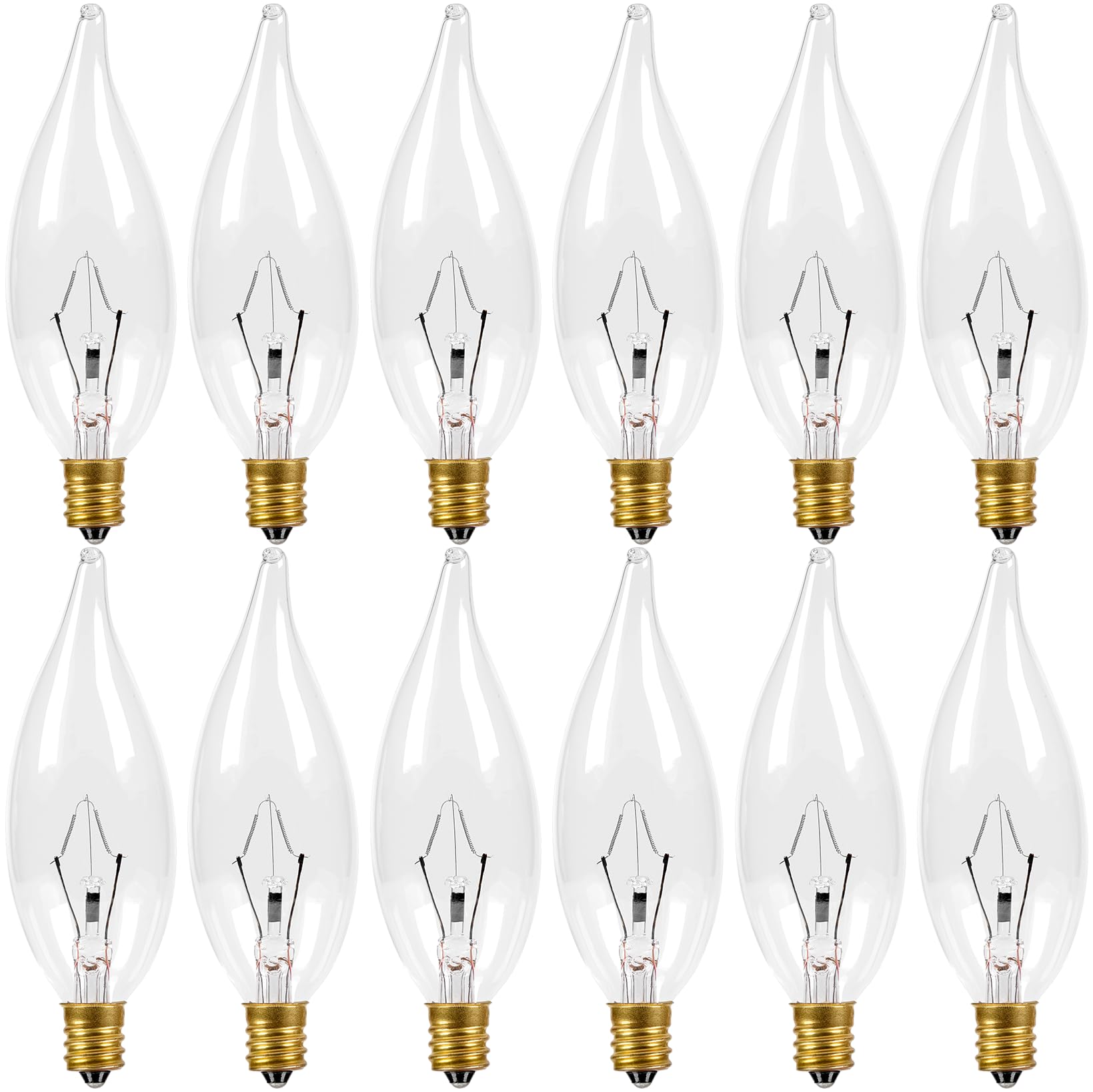 COLWATT E12 Candle Light Bulbs 60W  Dimmable Warm White 2700K Chandelier Light Bulbs for Ceiling Fan or Pendants  CA10 Clear Candelabra Gold Base Bulbs  12 Pack