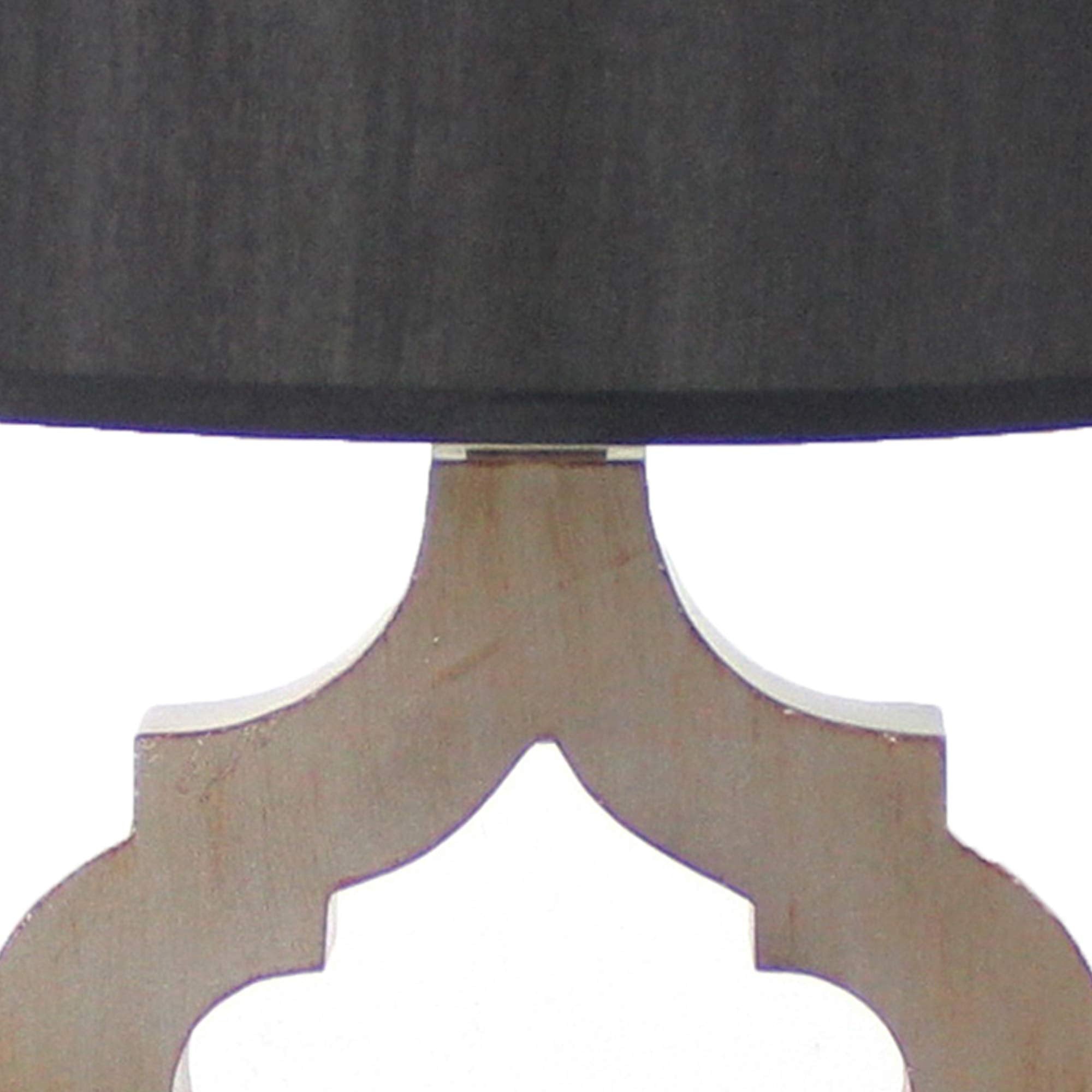 Benzara Wooden Table Lamp, Quatrefoil Design Base, Black and White, Model BM217247
