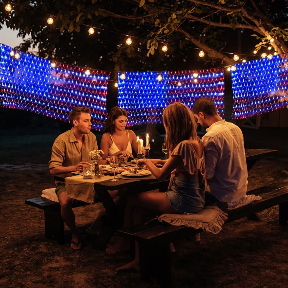 Danli Solar Powered American Flag Light, 420 Led Waterproof String Lights For Garden Decor