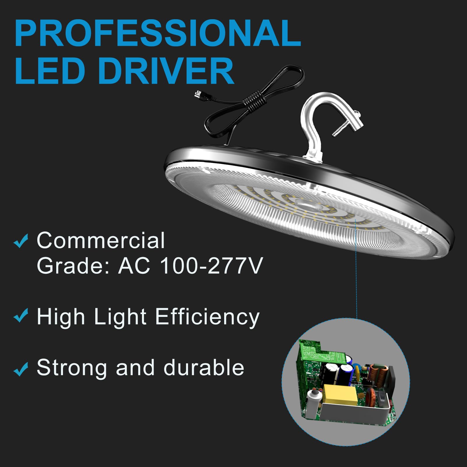 Lightdot 200W High Bay LED Light, 28000LM, 5000K Daylight, ETL Listed, Black, Model LUFO-22-4P, 4-Pack