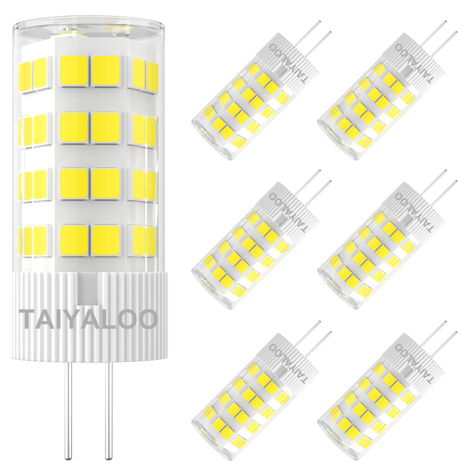 Taiyaloo G4 Led Bulb 5W 5000K Daylight White Bi-Pin T3 Jc Type 12V Ac/Dc 40W Halogen Equivalent Non-Dimmable For Outdoor Landsca